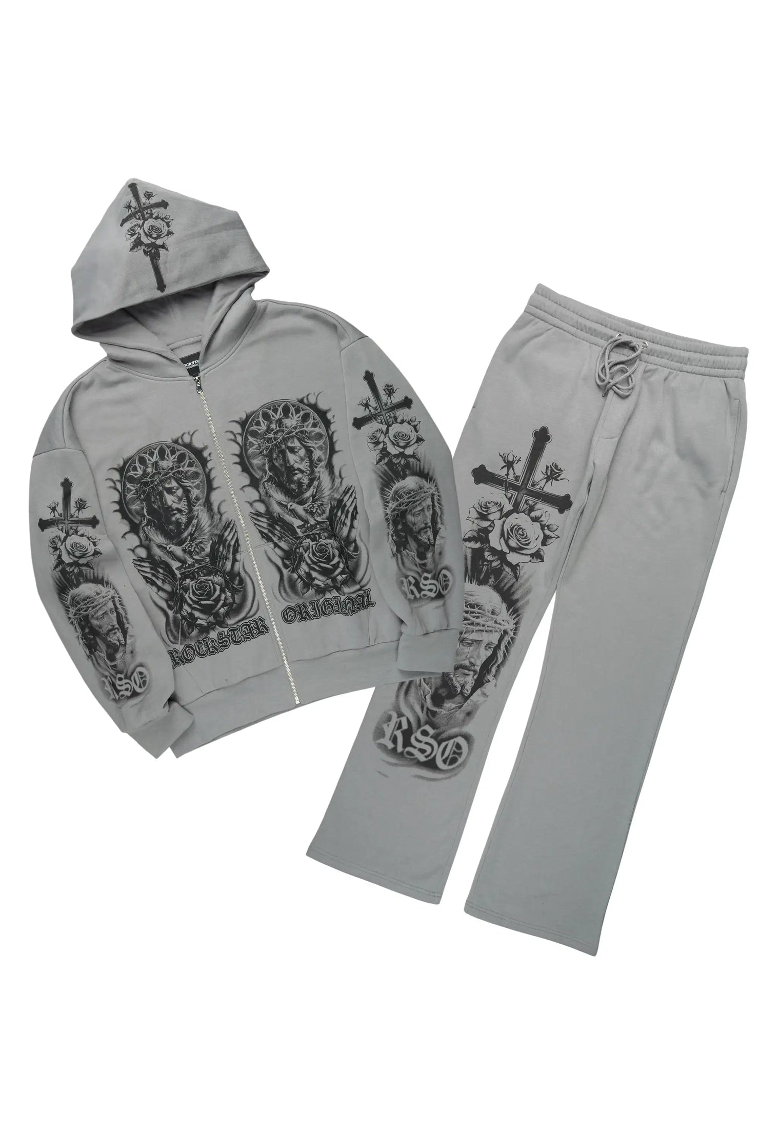 Blasted Grey Hoodie/Baggy Pant Track Set