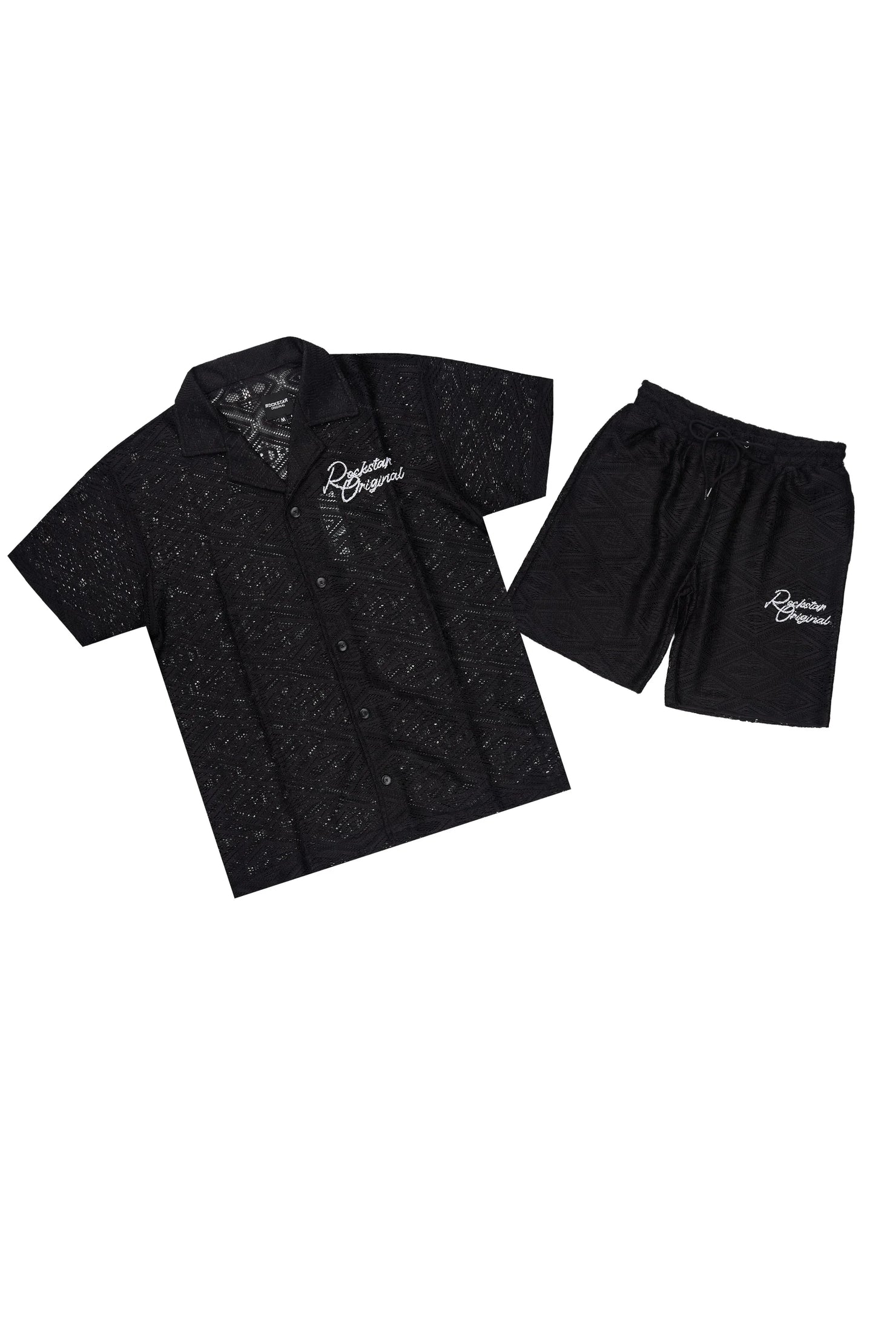 Sheck Black Button Down Shirt/Short Set