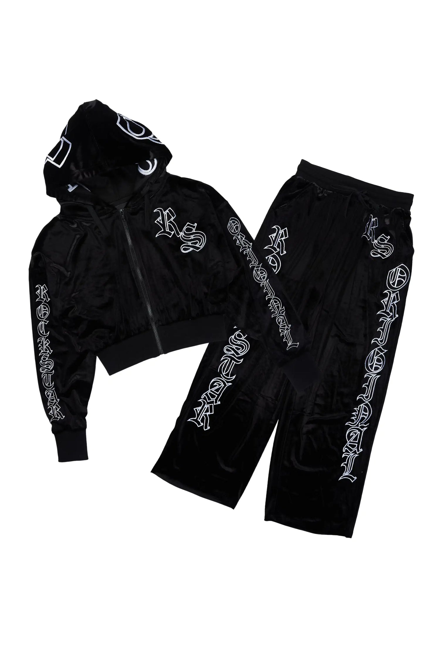 Minkina Black Velour Baggy Fit Track Set