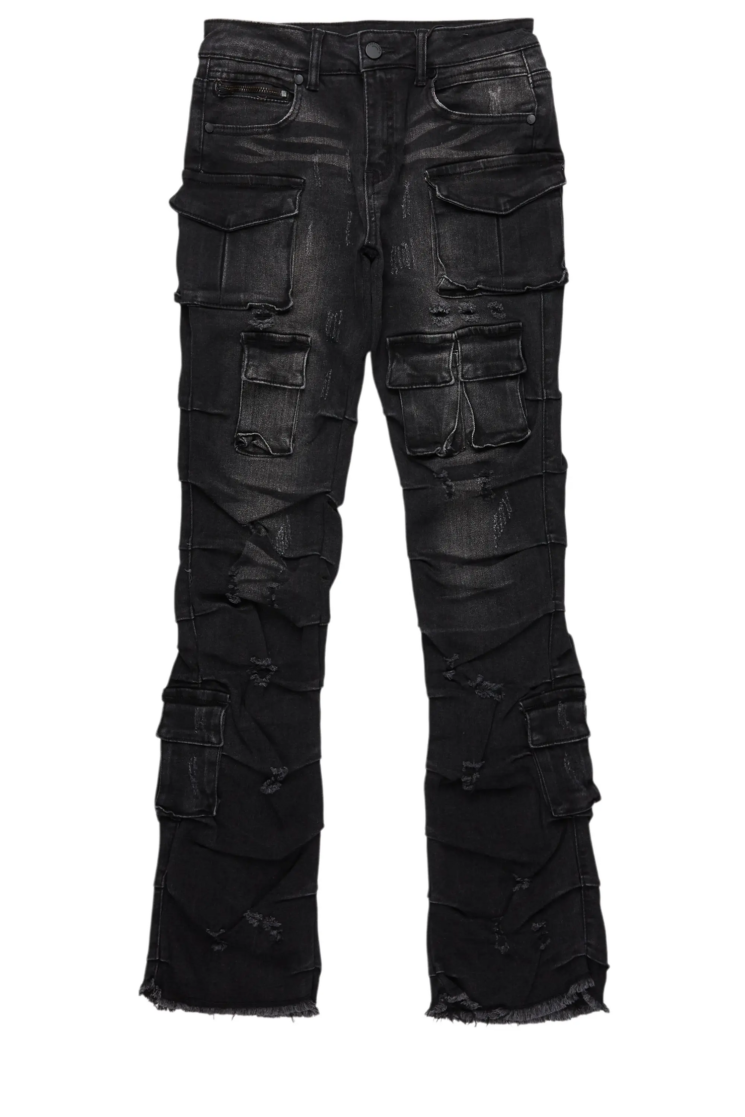 Boys Gentry Dark Grey Stacked Flare Jean