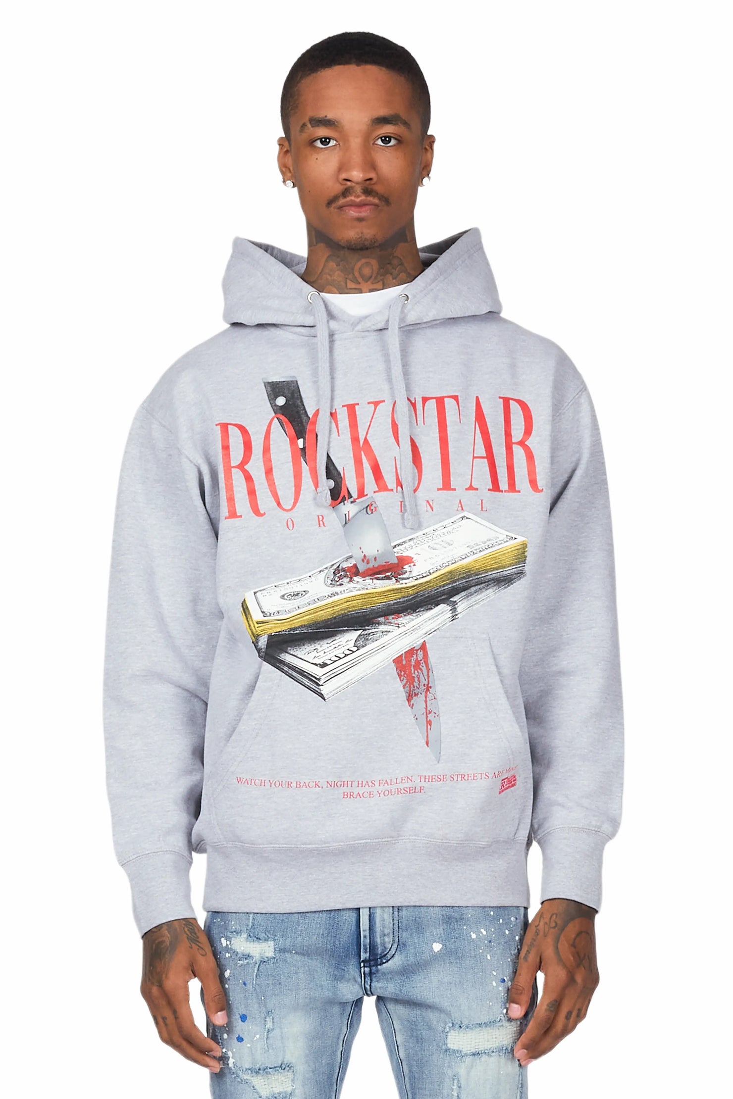 Dayte Nite Heather Grey Graphic Hoodie