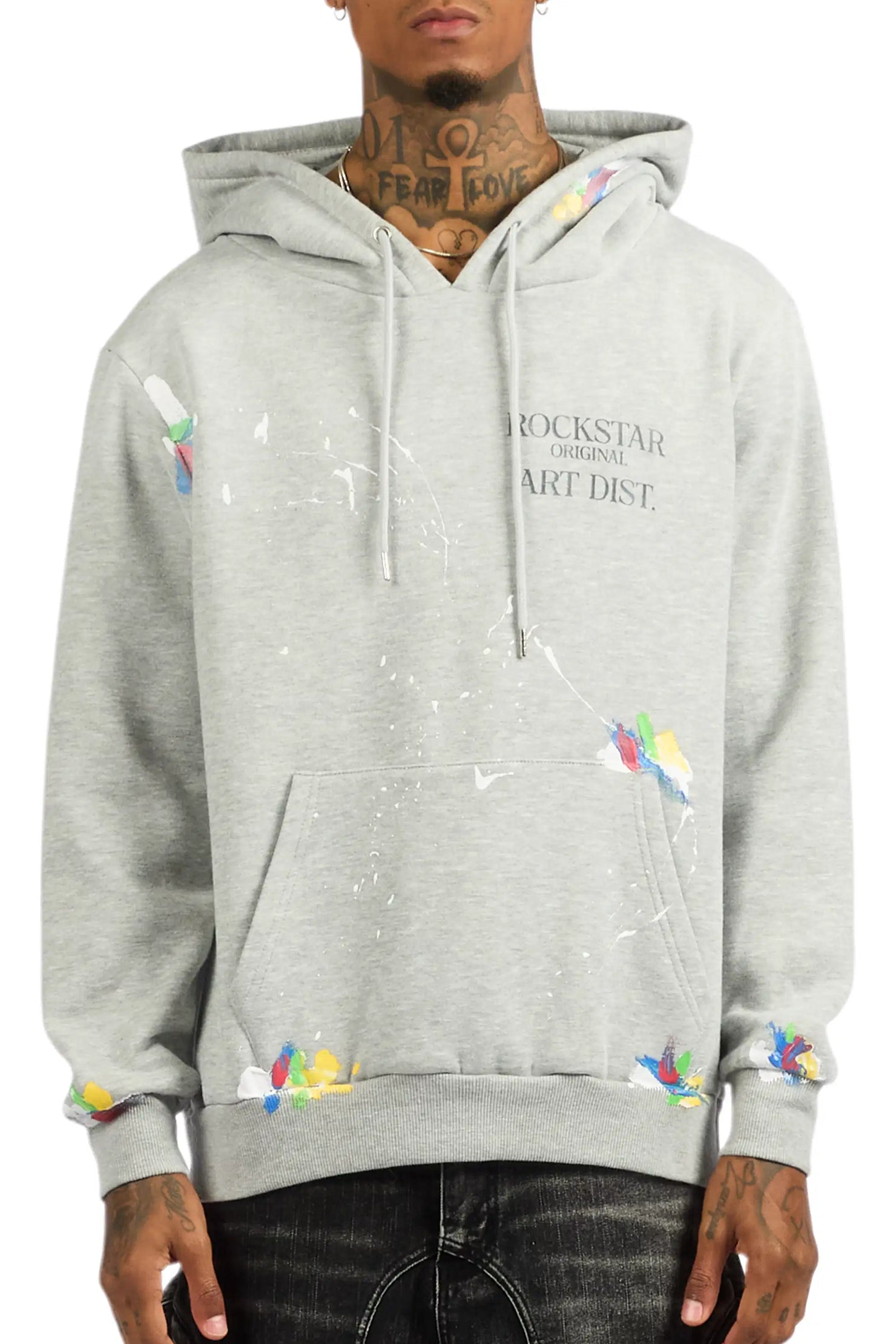 Rockstar Art Dist. Heather Grey Graphic Hoodie