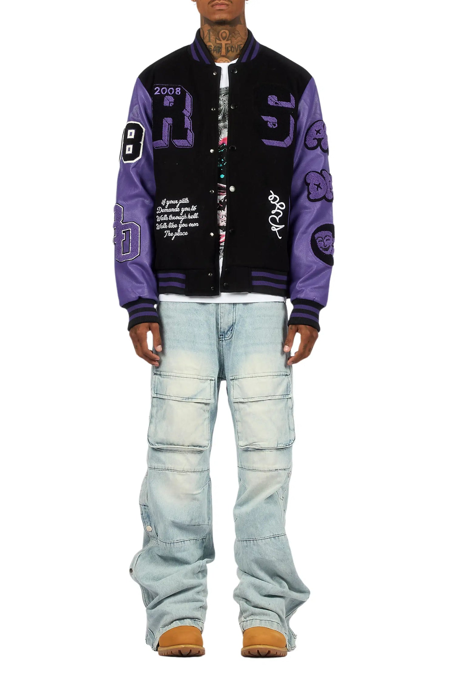 Leslaw Purple/Black Varsity Jacket