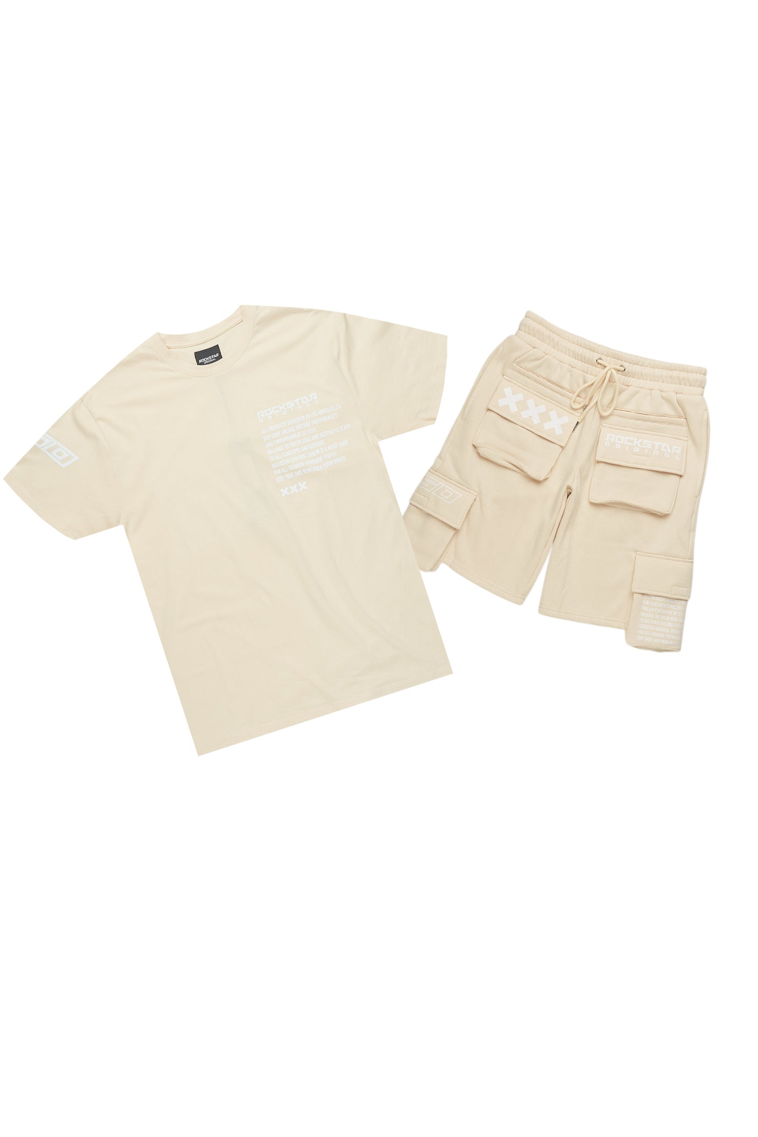 Jash Beige/White Short Set