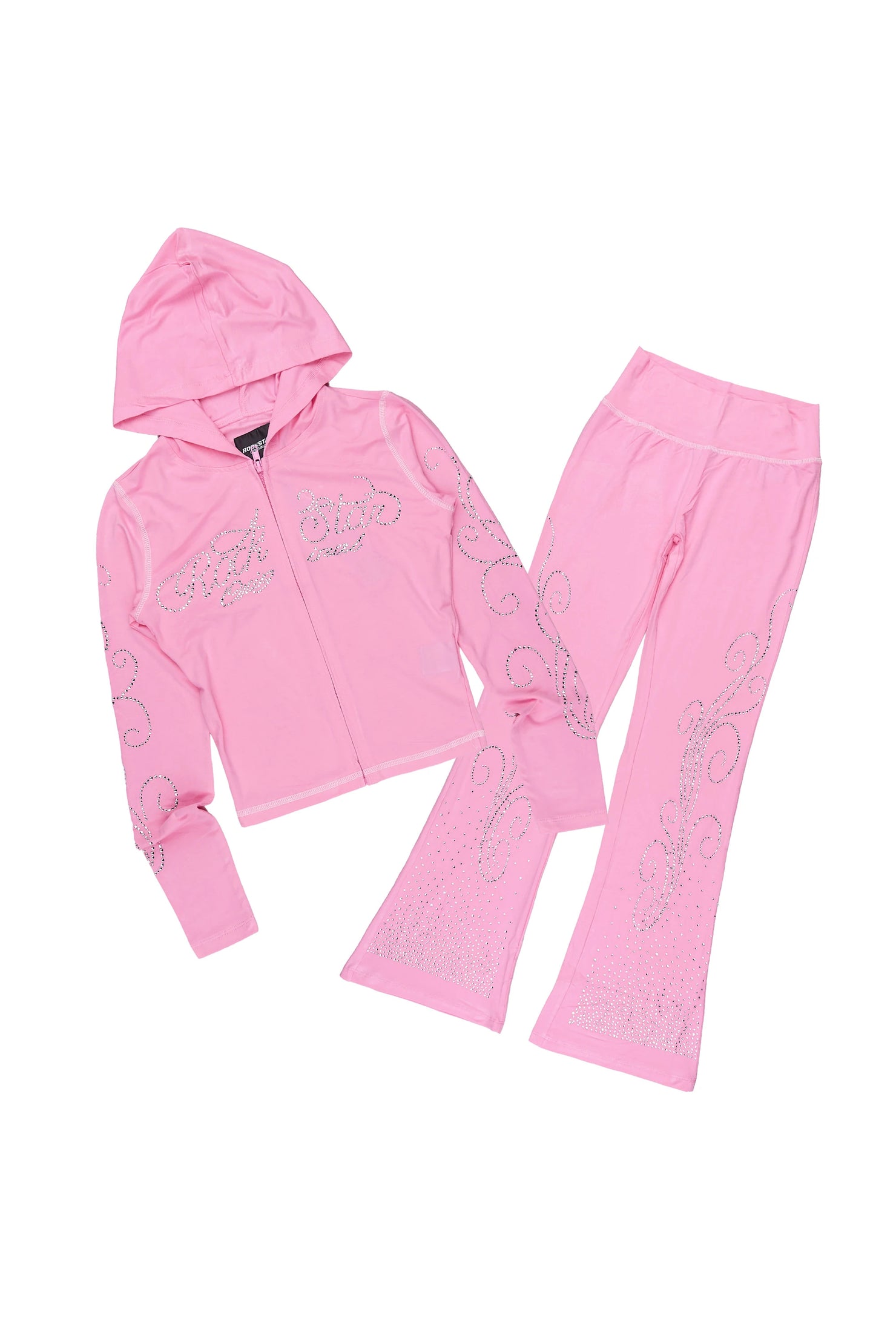 Girls Joella Pink Rhinestone Lounge Track Set