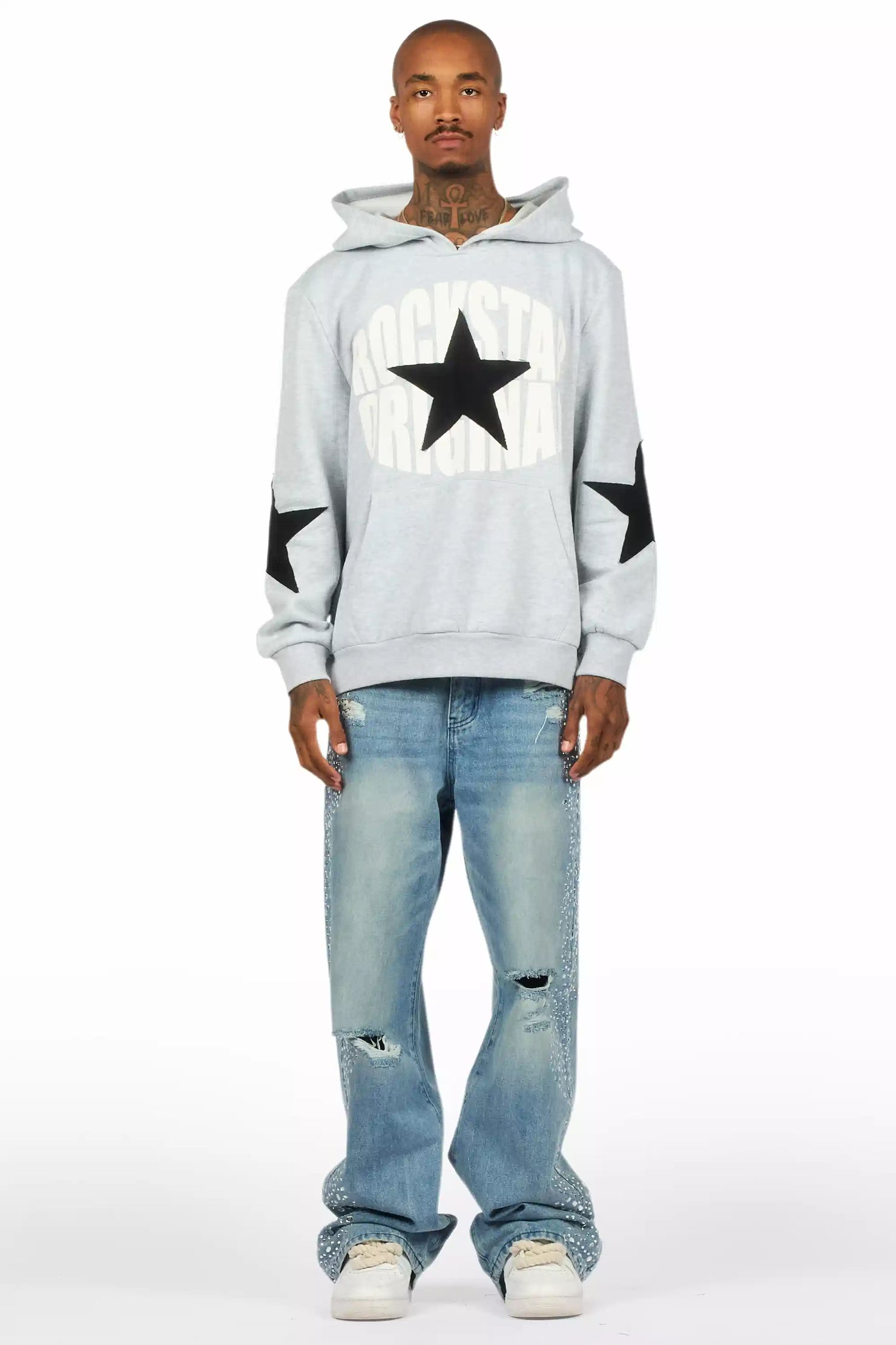 Bolor Blue Rhinestone Baggy Jean