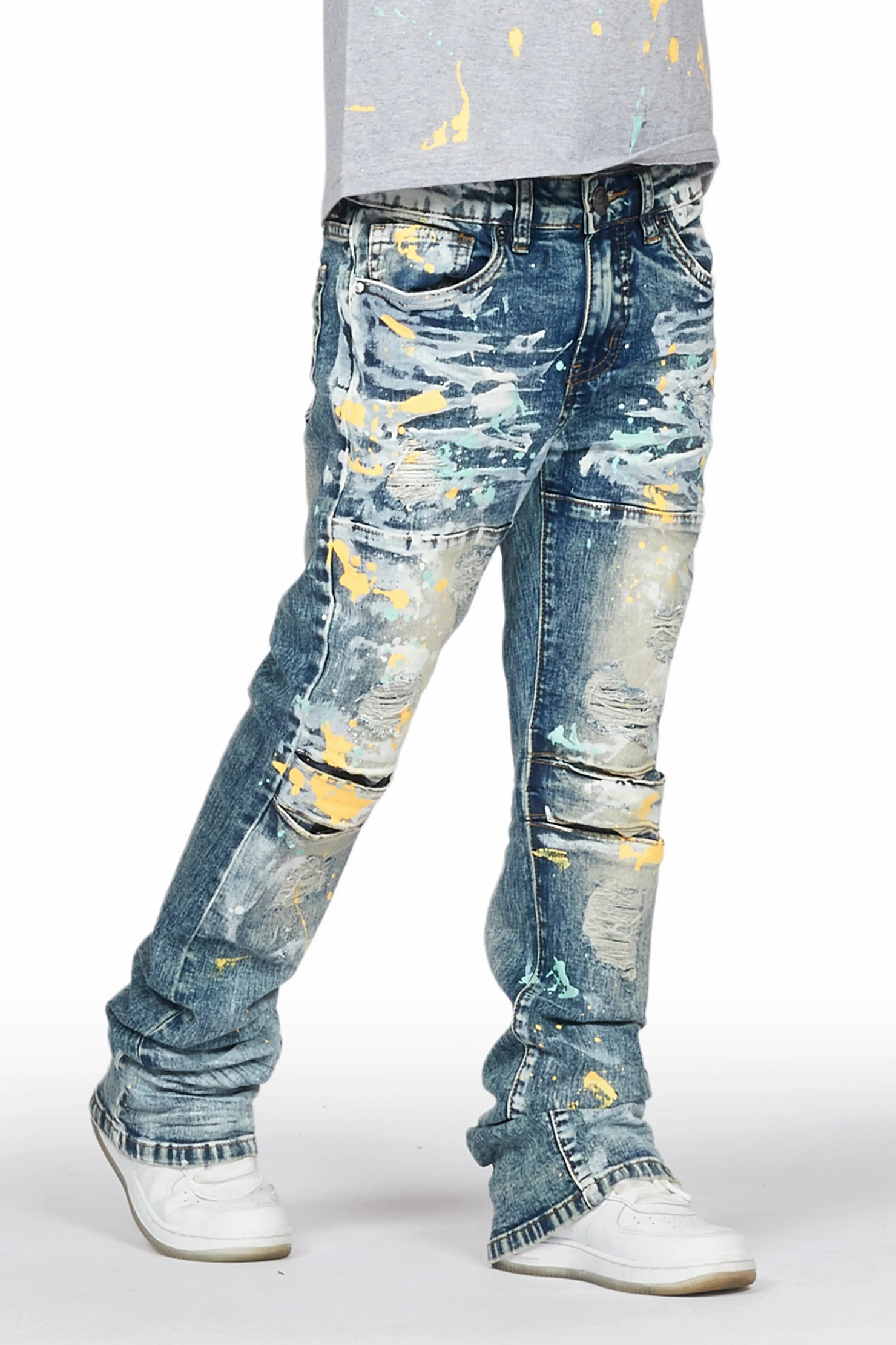 Boys Nadir Grey T-Shirt/Stacked Flare Jean Set