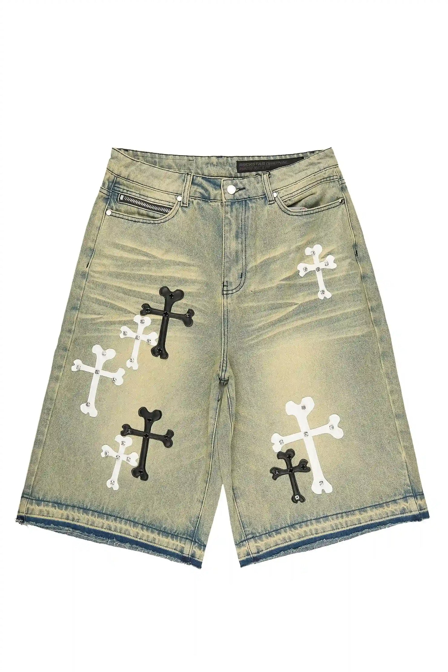 Olivier Tint Blue Patch Rhinestone Jort
