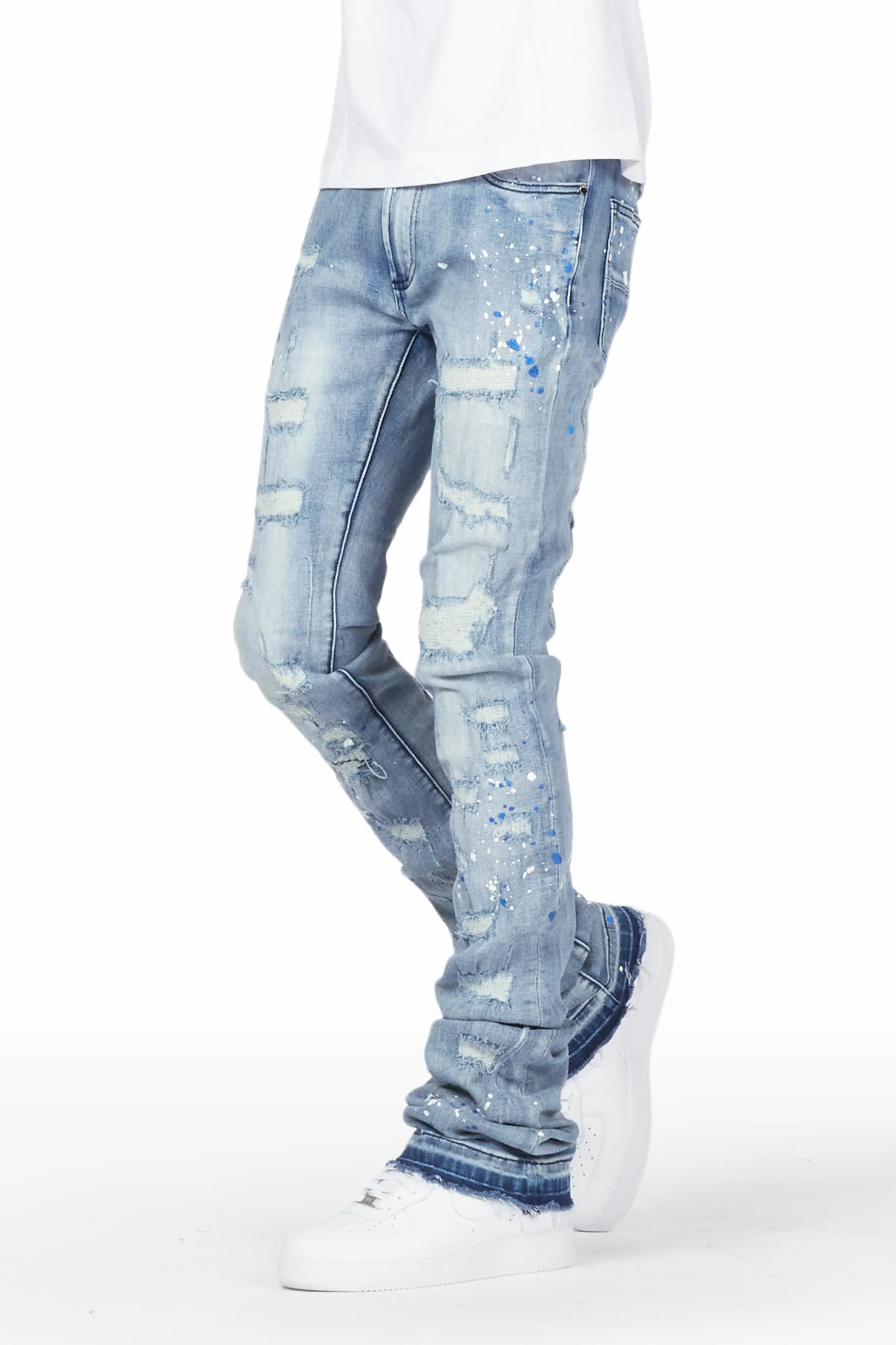Nolan Blue Painter Super Stacked Flare Jean