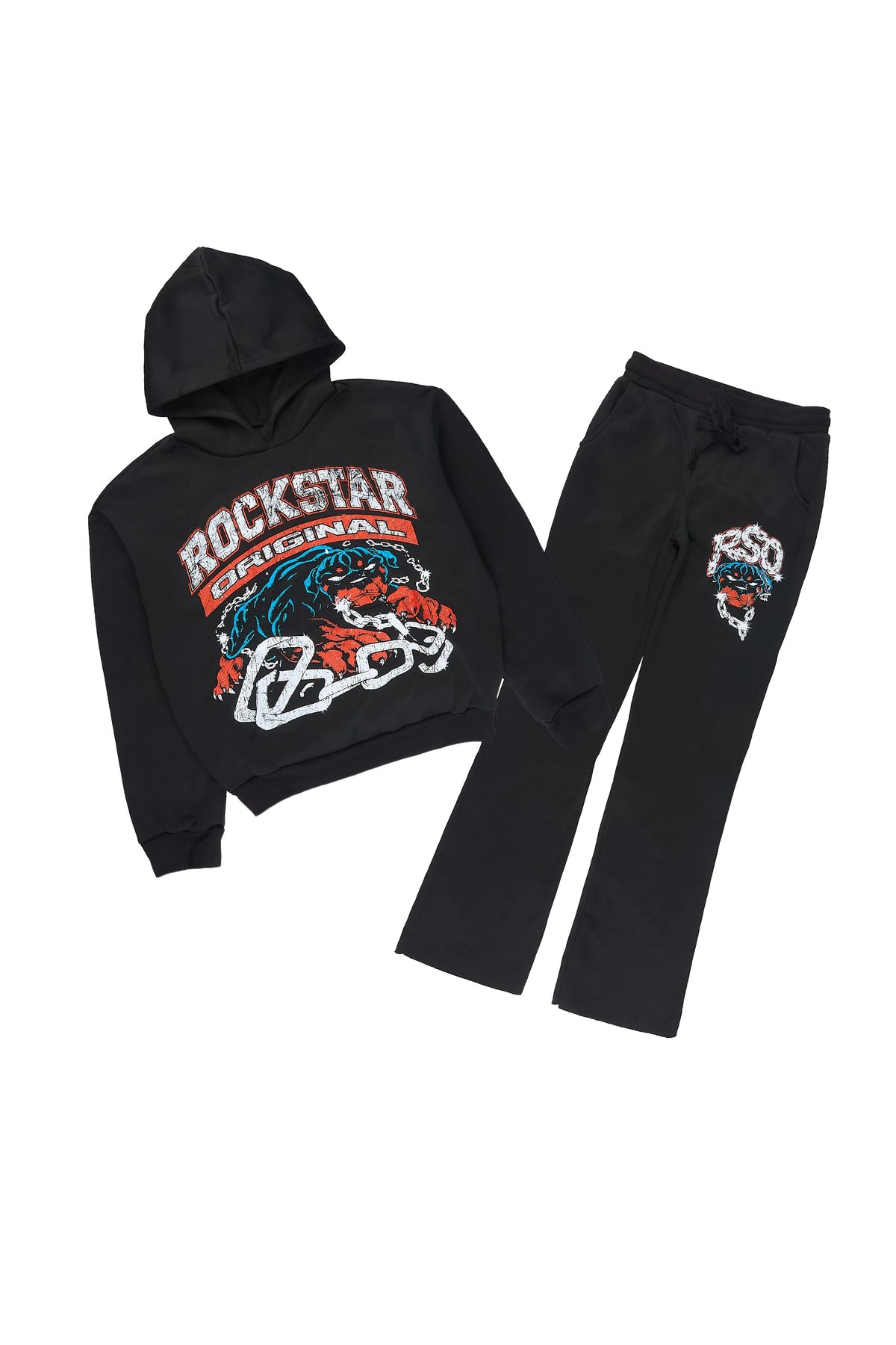 Boys Andretti Black Stacked Hoodie Track Set