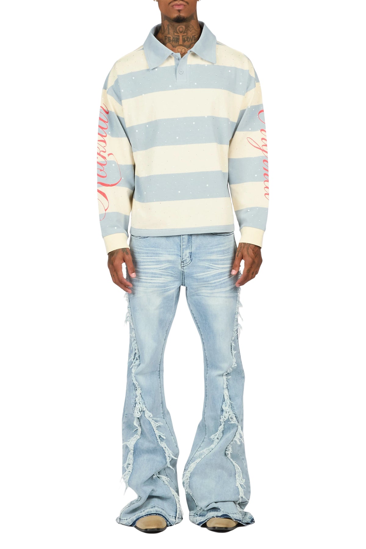 Vane Light Blue Stacked Super Flare Jean