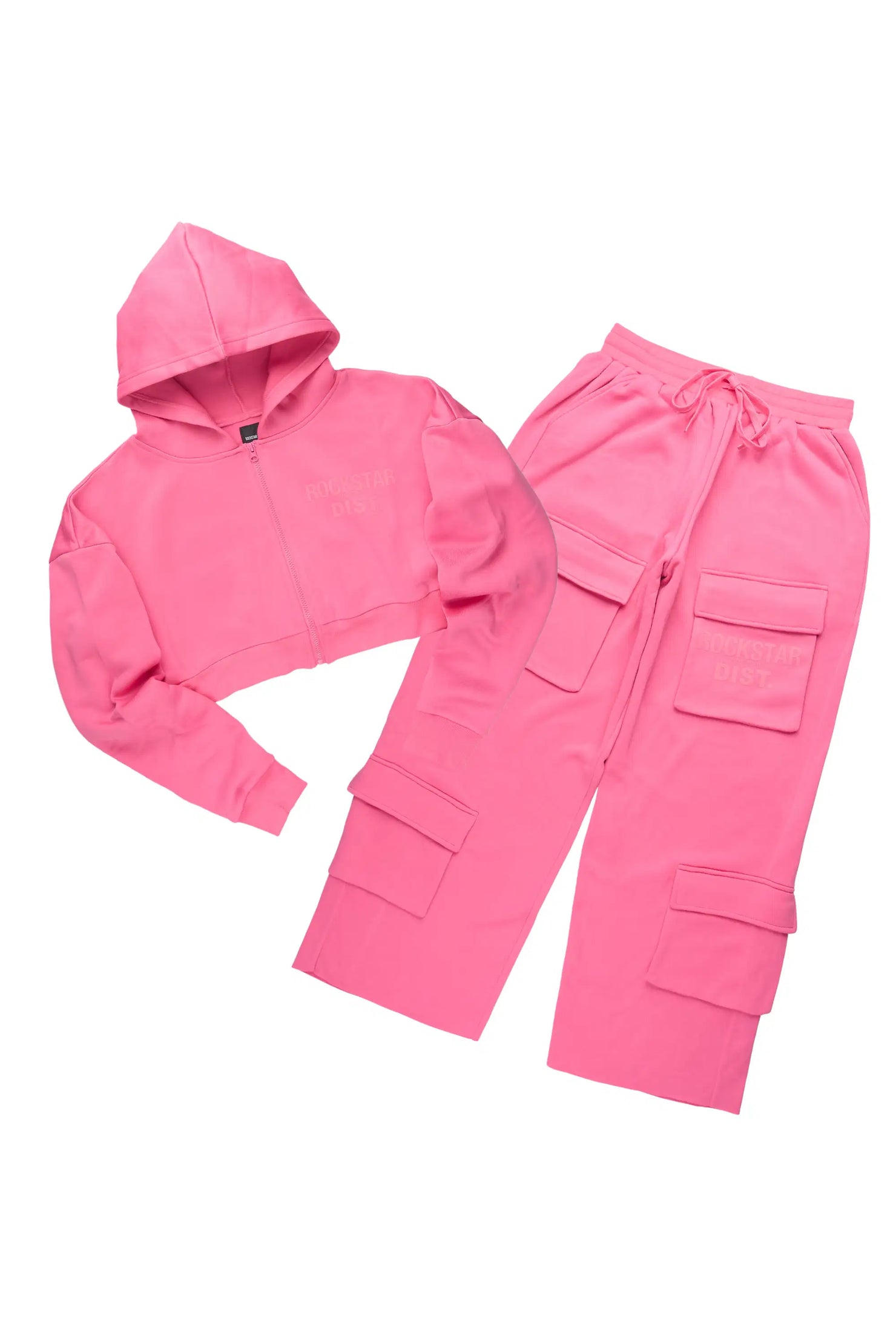Mauricia Pink Crop Baggy Track Set