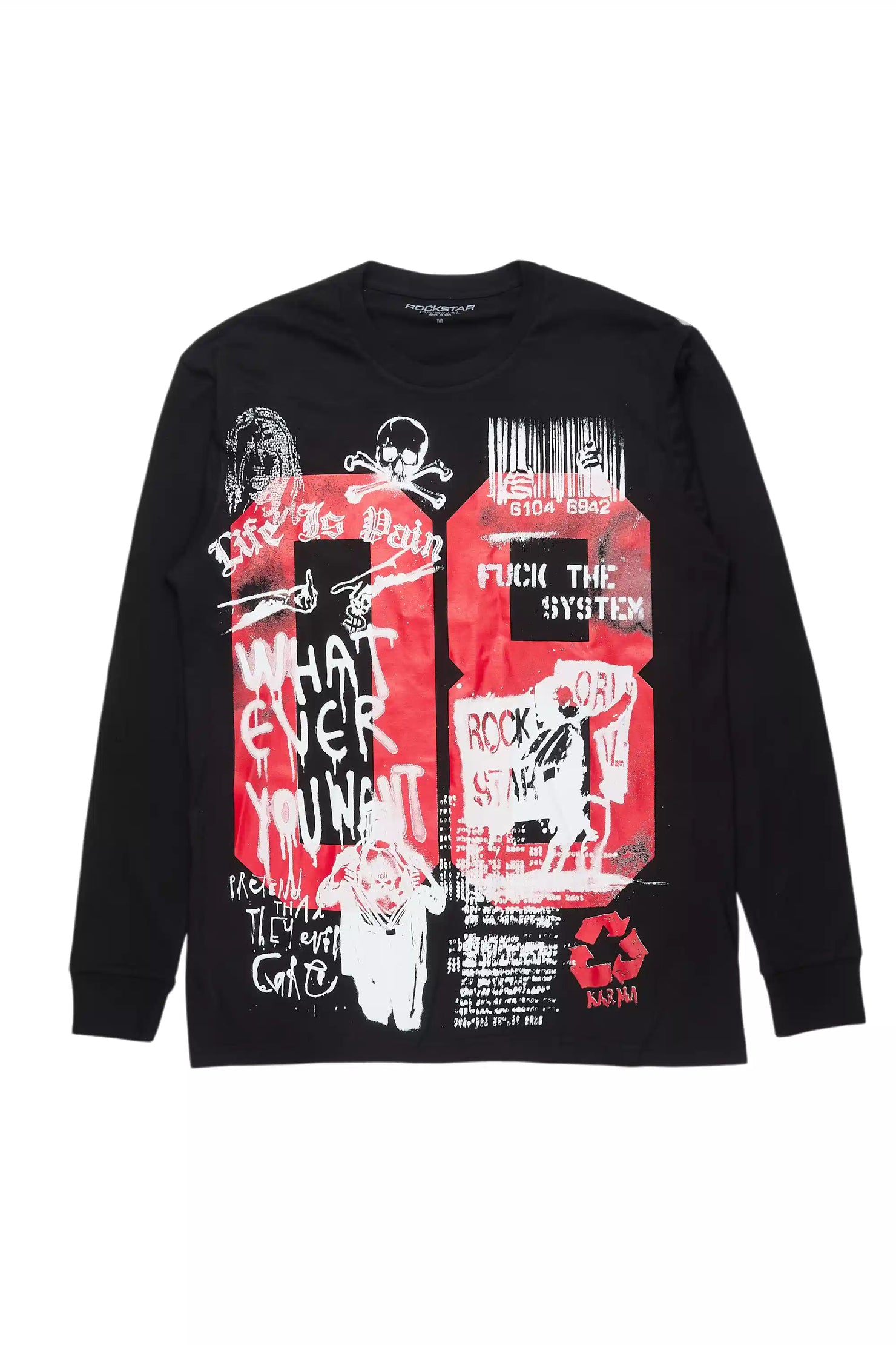 Grill Black/White Long Sleeve Graphic T-Shirt