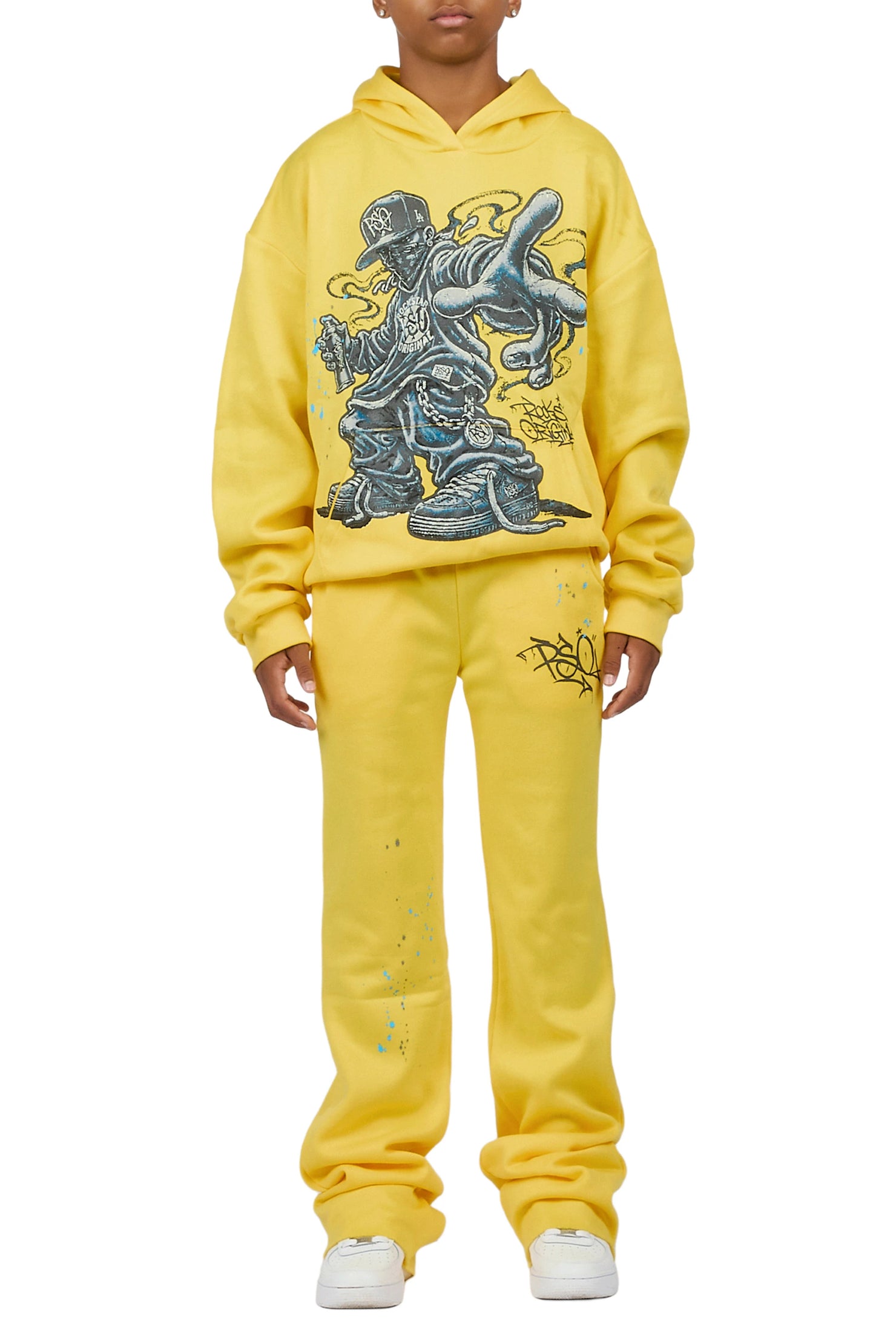 Boys Solace Yellow Graphic Hoodie Track Set