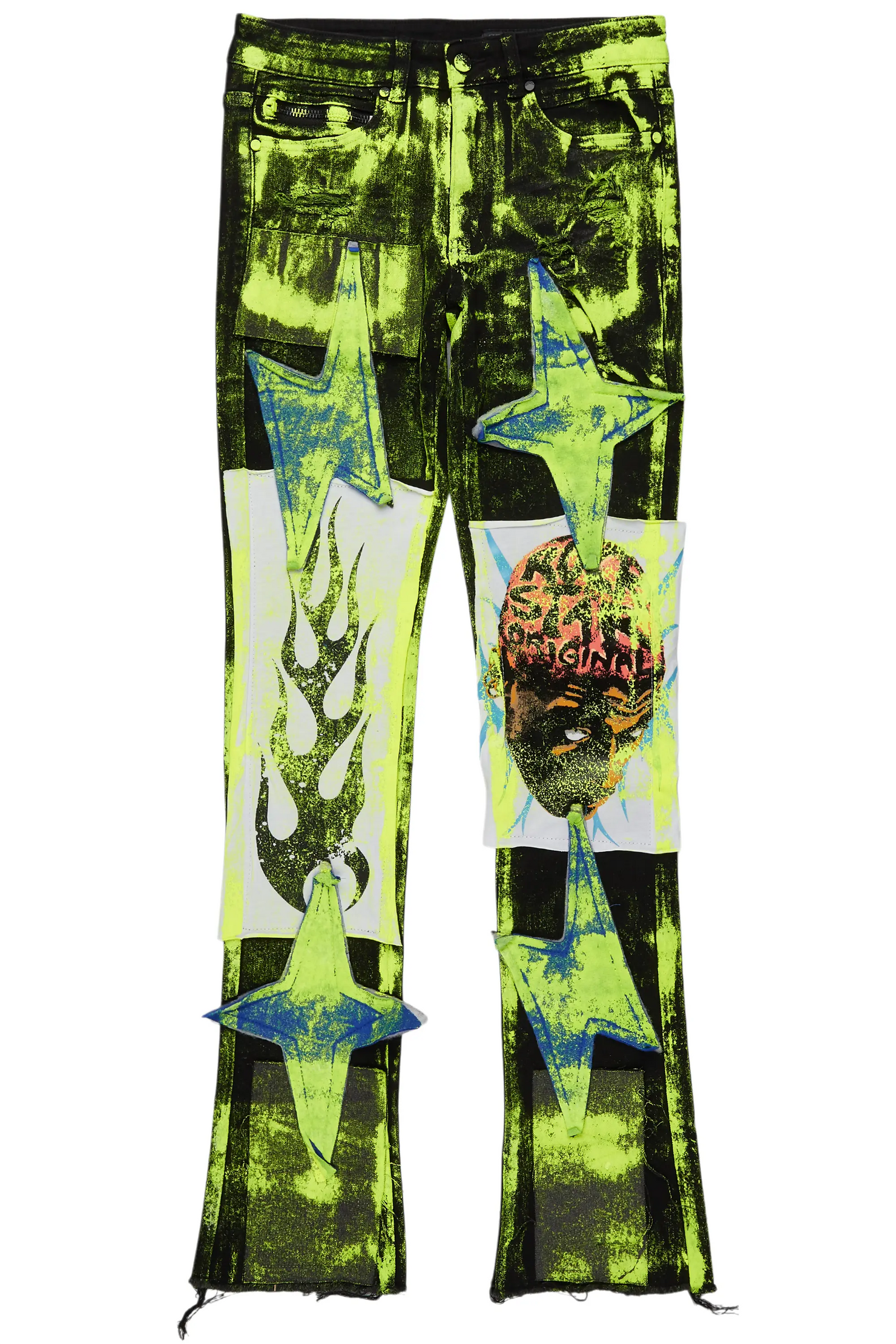 Edge Black/Yellow Roller Paint Stacked Flare Jean