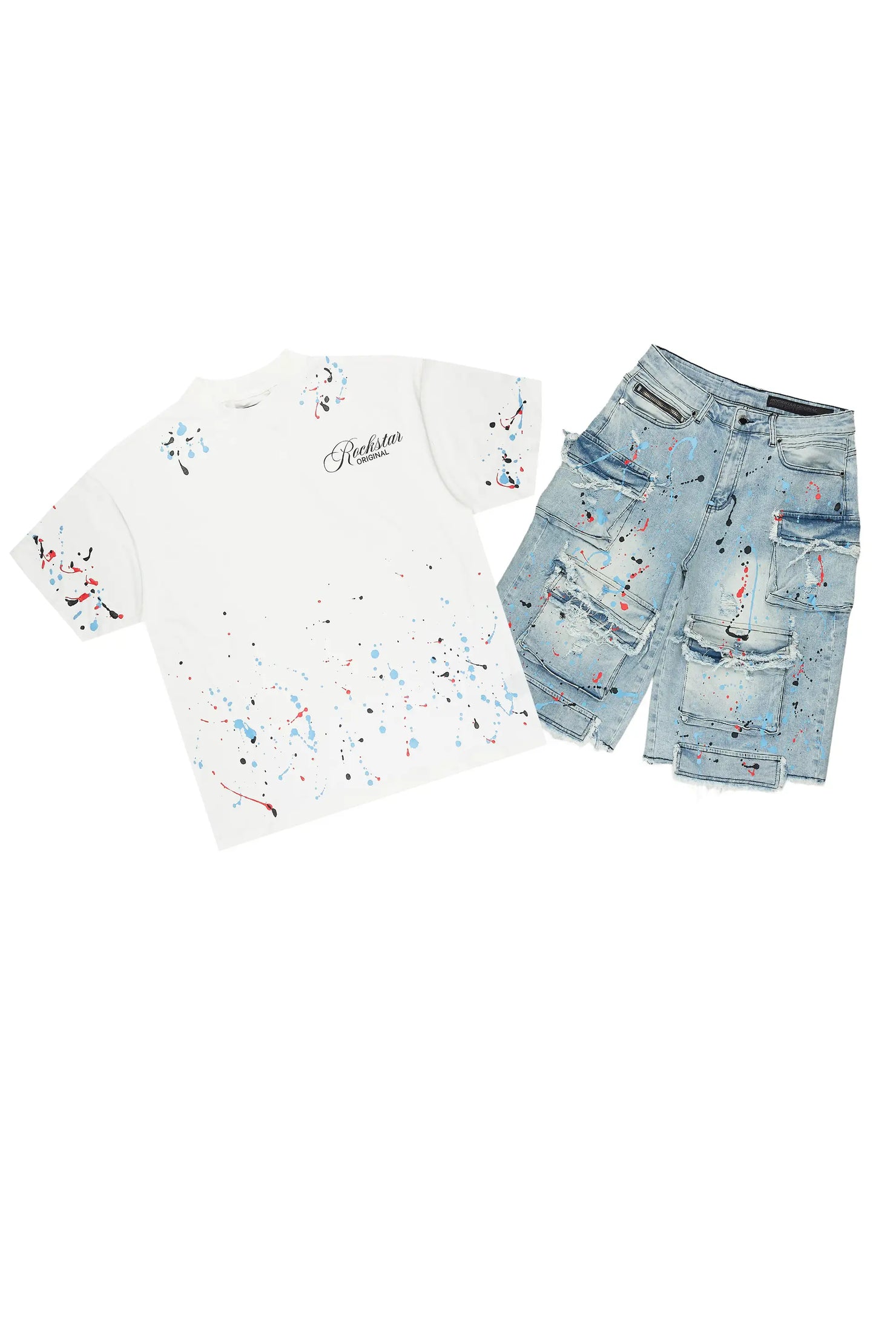 Bunt Blue Graphic T-Shirt Jort Set