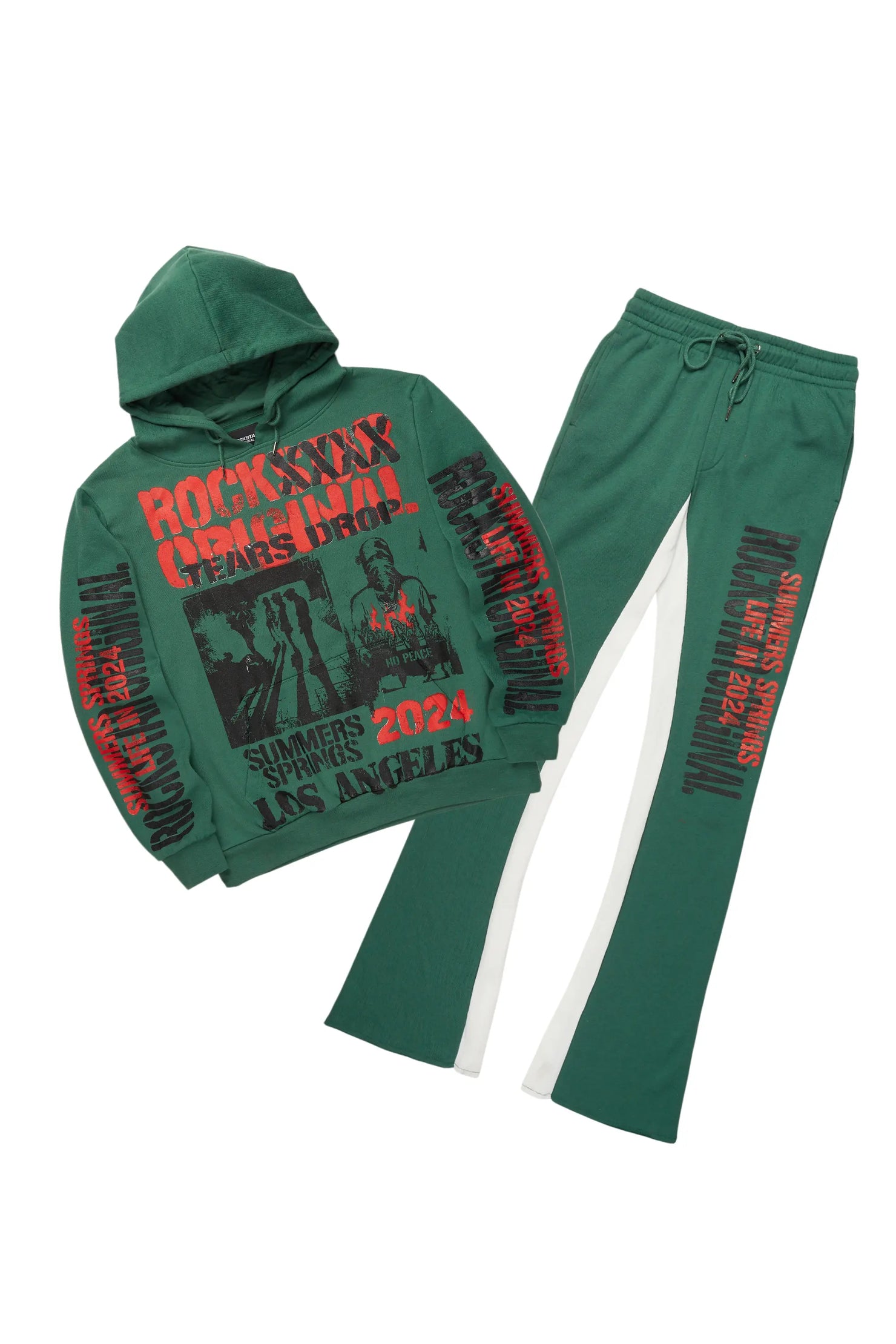 Omer Green Hoodie/Baggy Track Pant Set