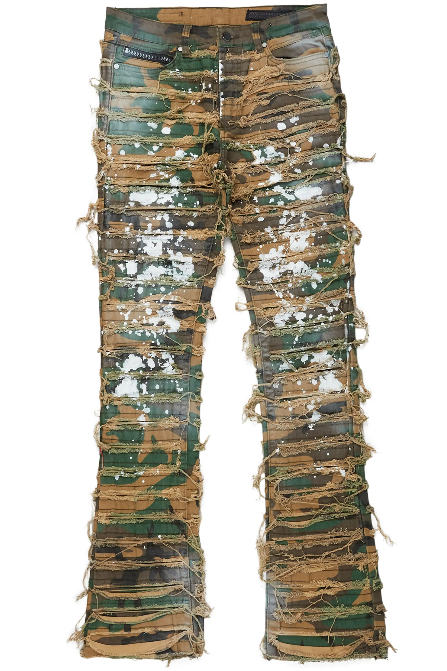 Xuan Faded Camo Painter Stacked Flare Jean