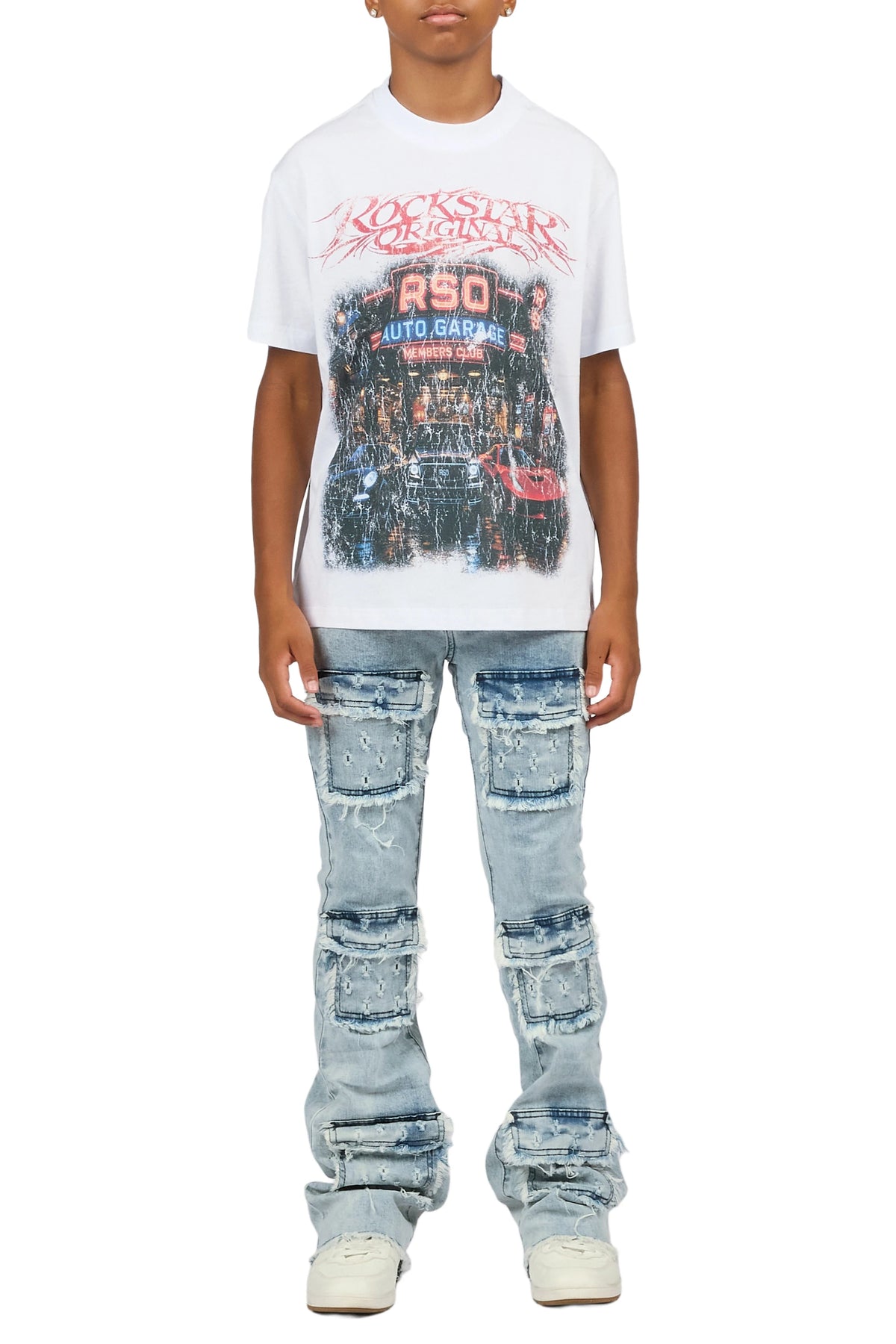 Boys Leonardo Light Blue Stacked Flare Jean