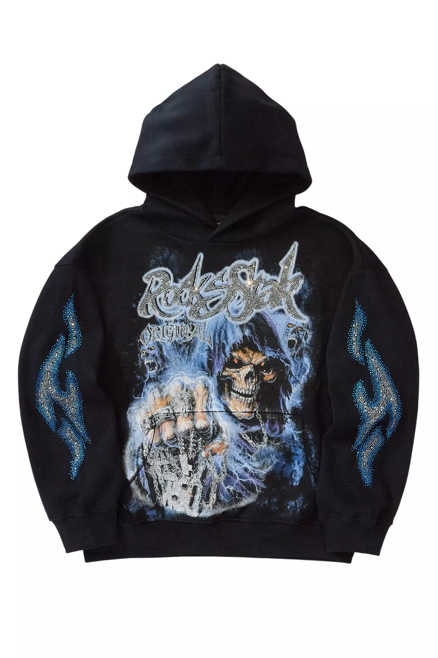 Kovari Black Rhinestone Oversized Hoodie
