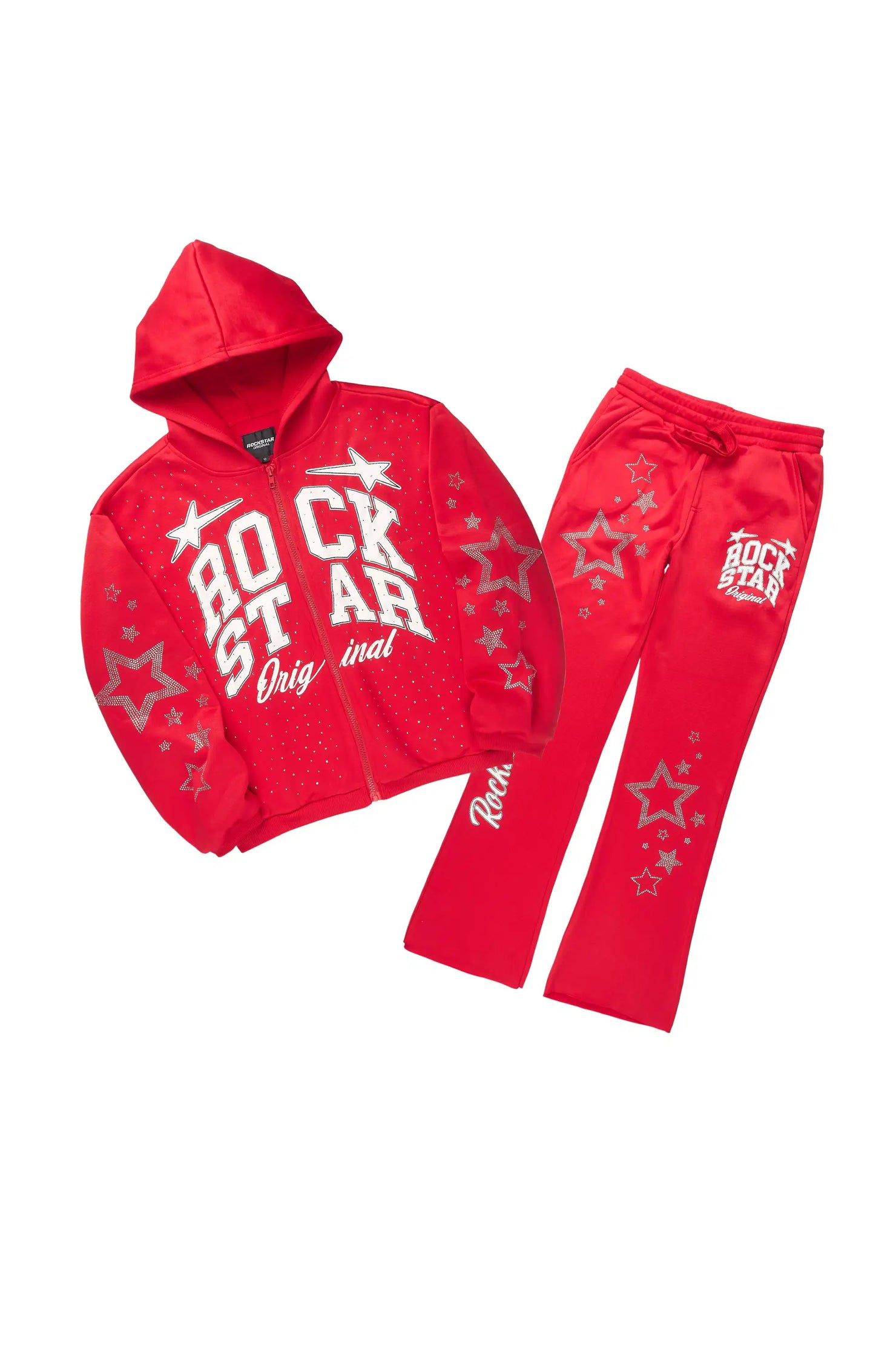 Boys Flaveyo Red/White Rhinestone Stacked Track Set