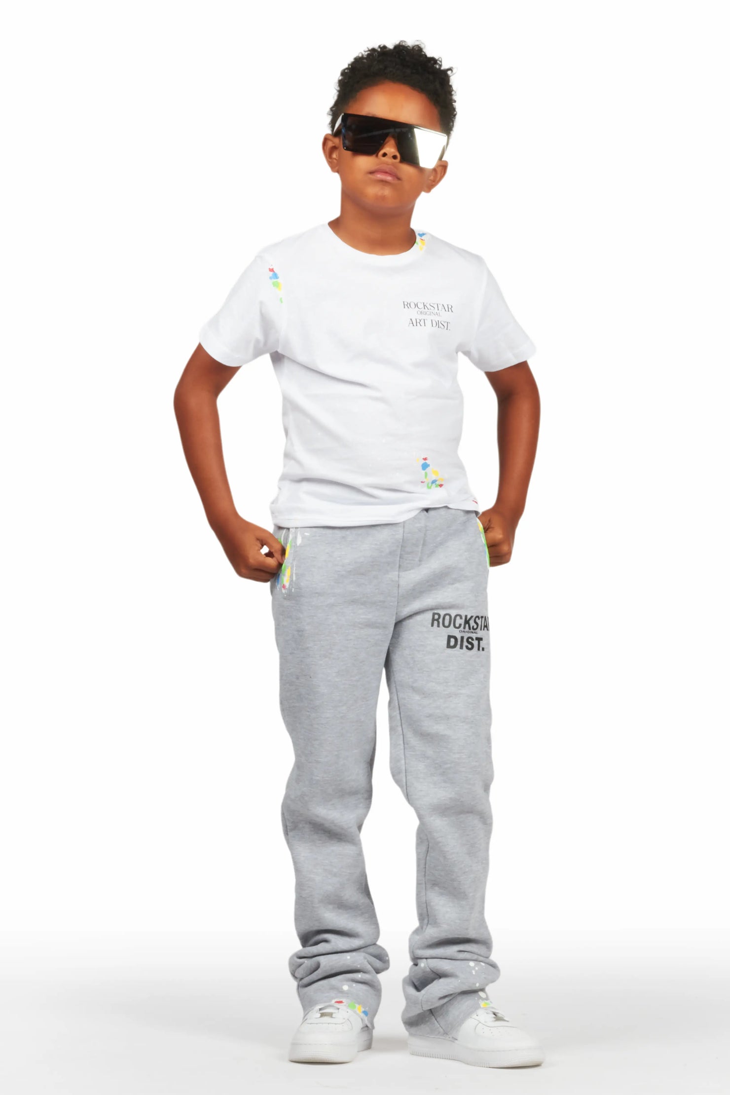 Boys Artemi Grey/White T-Shirt Super Stacked Set