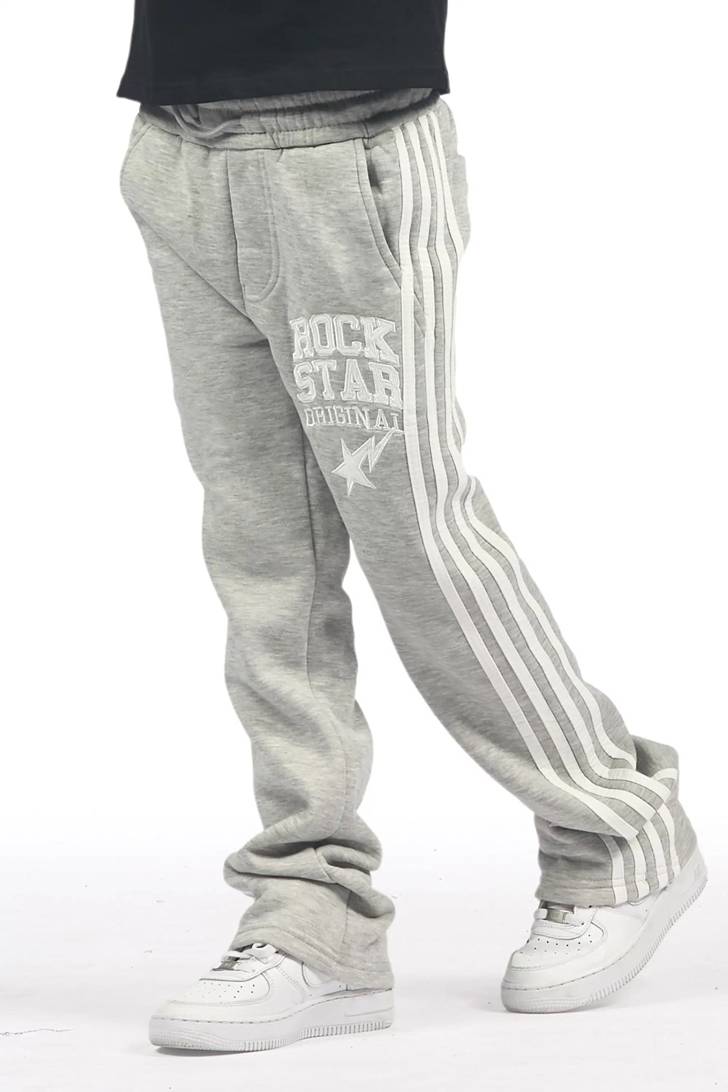 Girls Gerrit Grey Stacked Baggy Track Pant