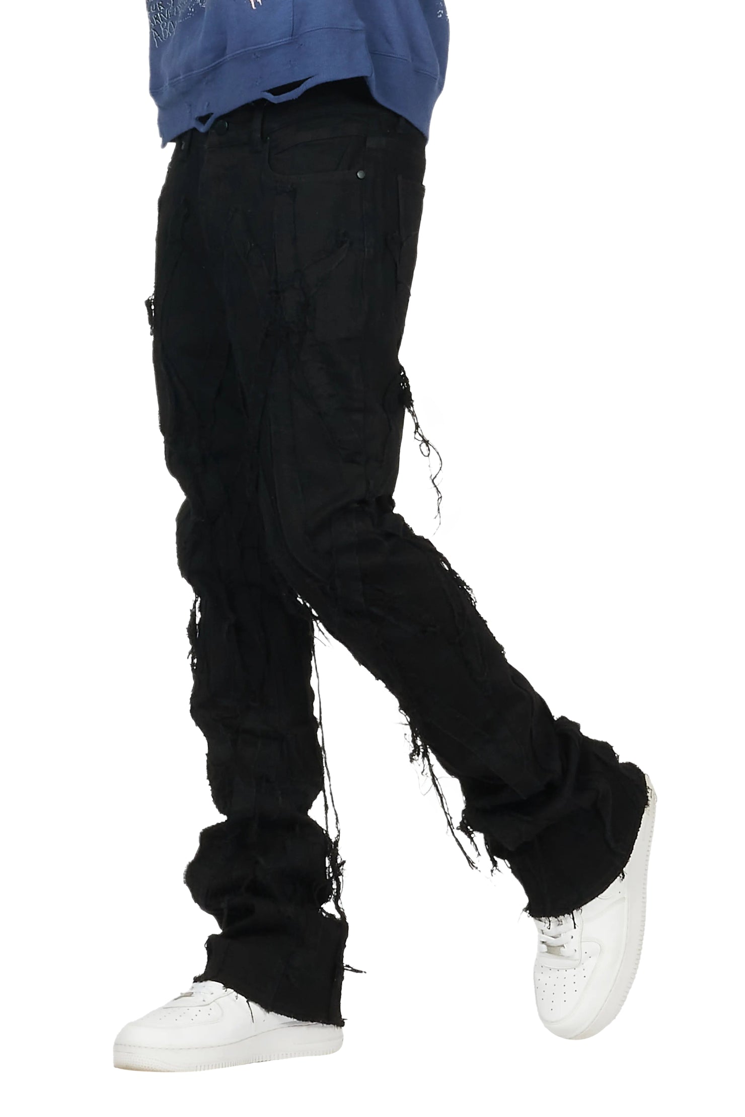 Gennaro Black Stacked Flare Jean