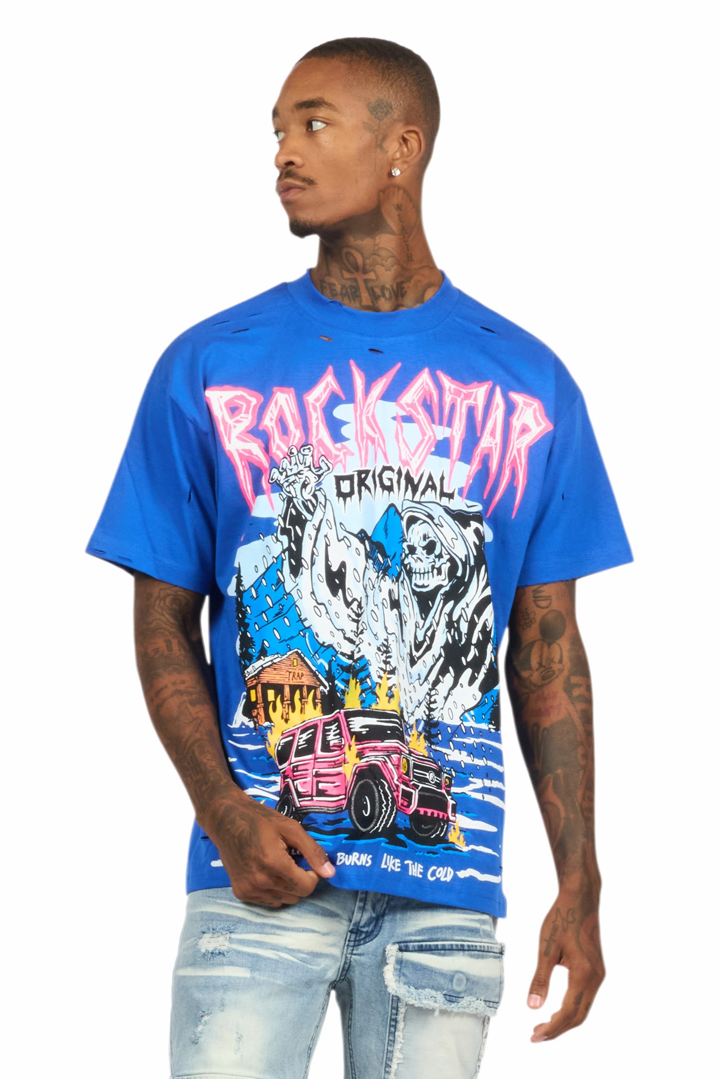 Kip Royal Blue Oversized Graphic T-Shirt