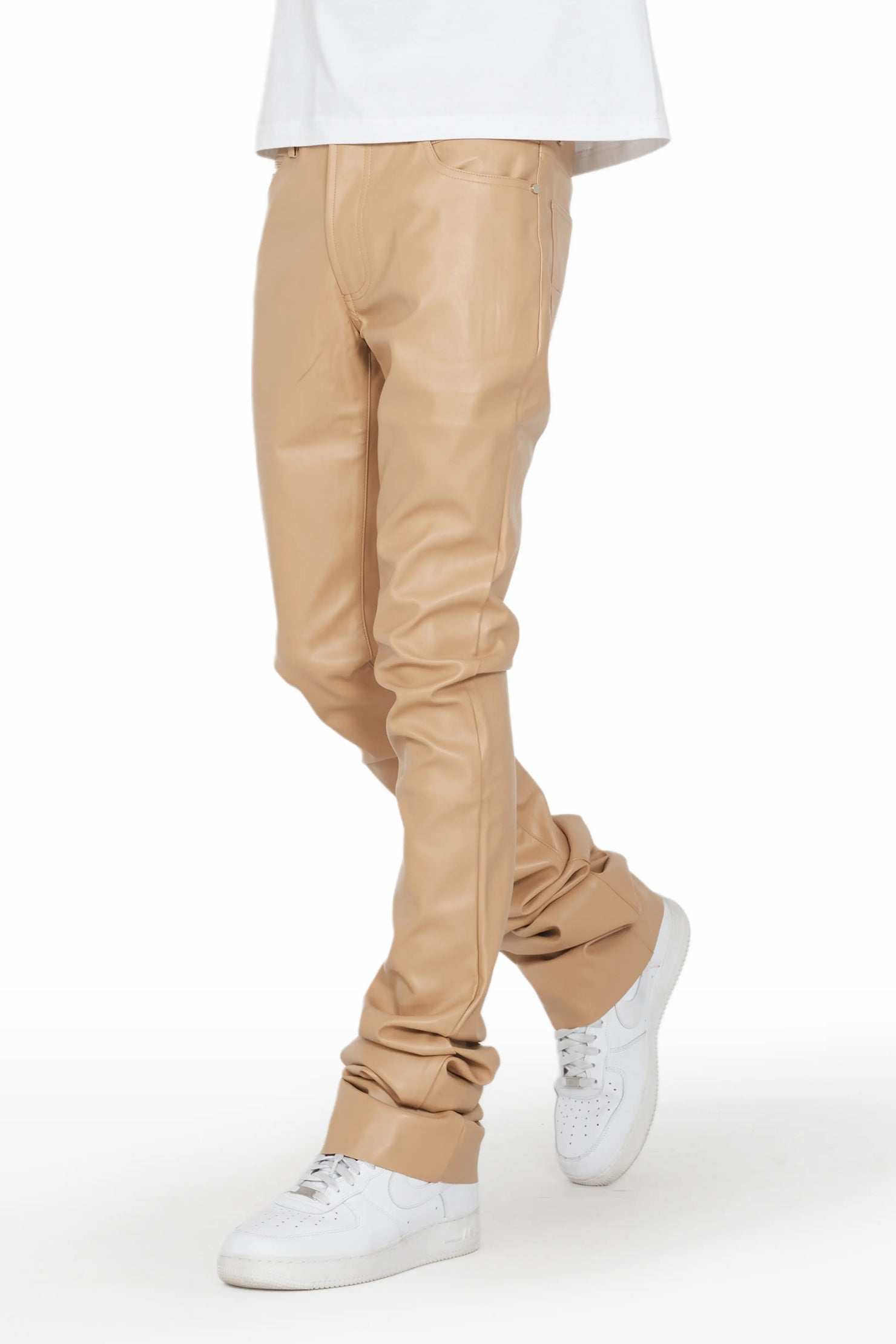 Ricky Tan Super Stacked Faux Leather Pant