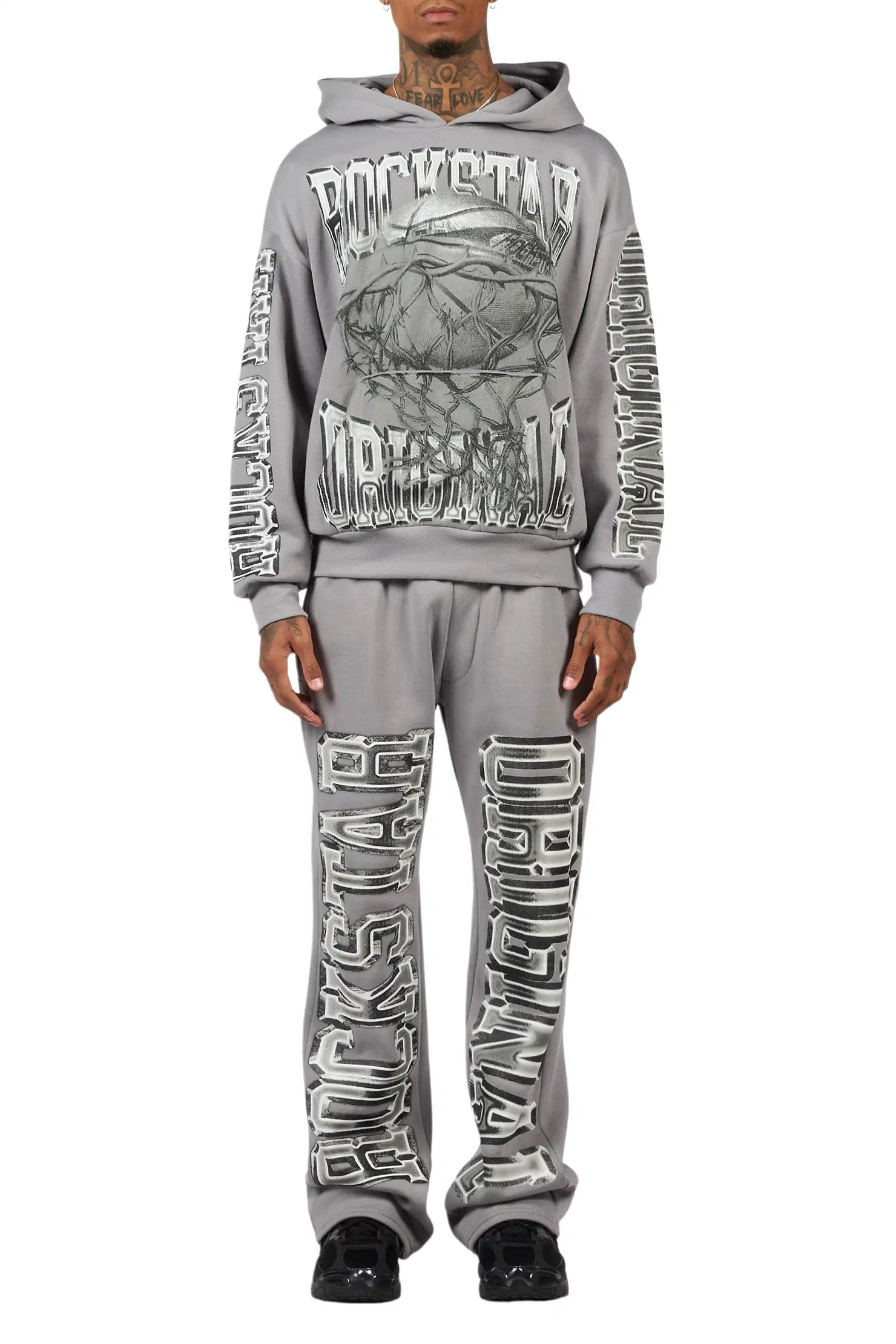 Rleague Grey Hoodie/Baggy Pant Track Set