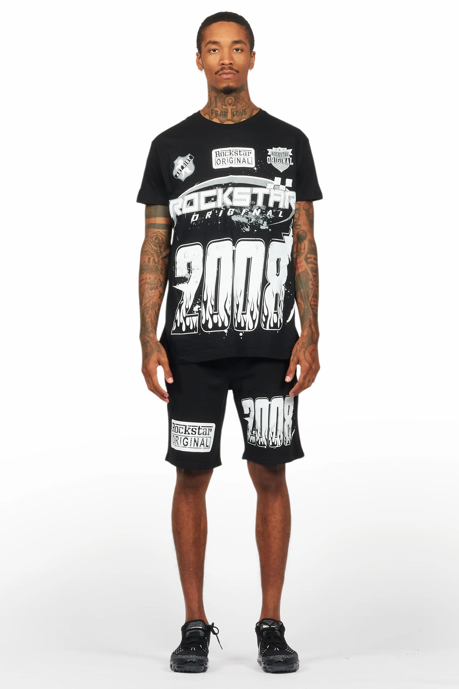 Amos Black Graphic T-Shirt Short Set