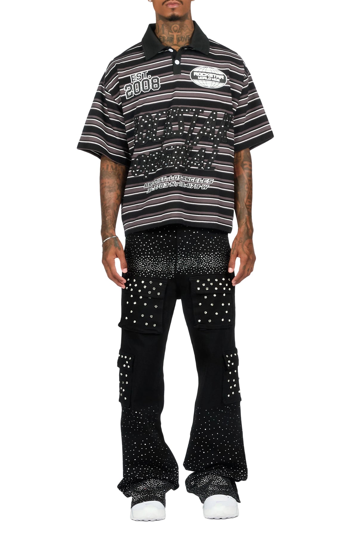 Arman Black Rhinestones Baggy Fit Jeans