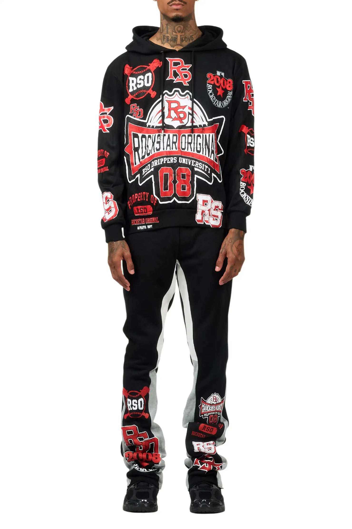 Mavrix Black Hoodie/Stacked Flare Track Set