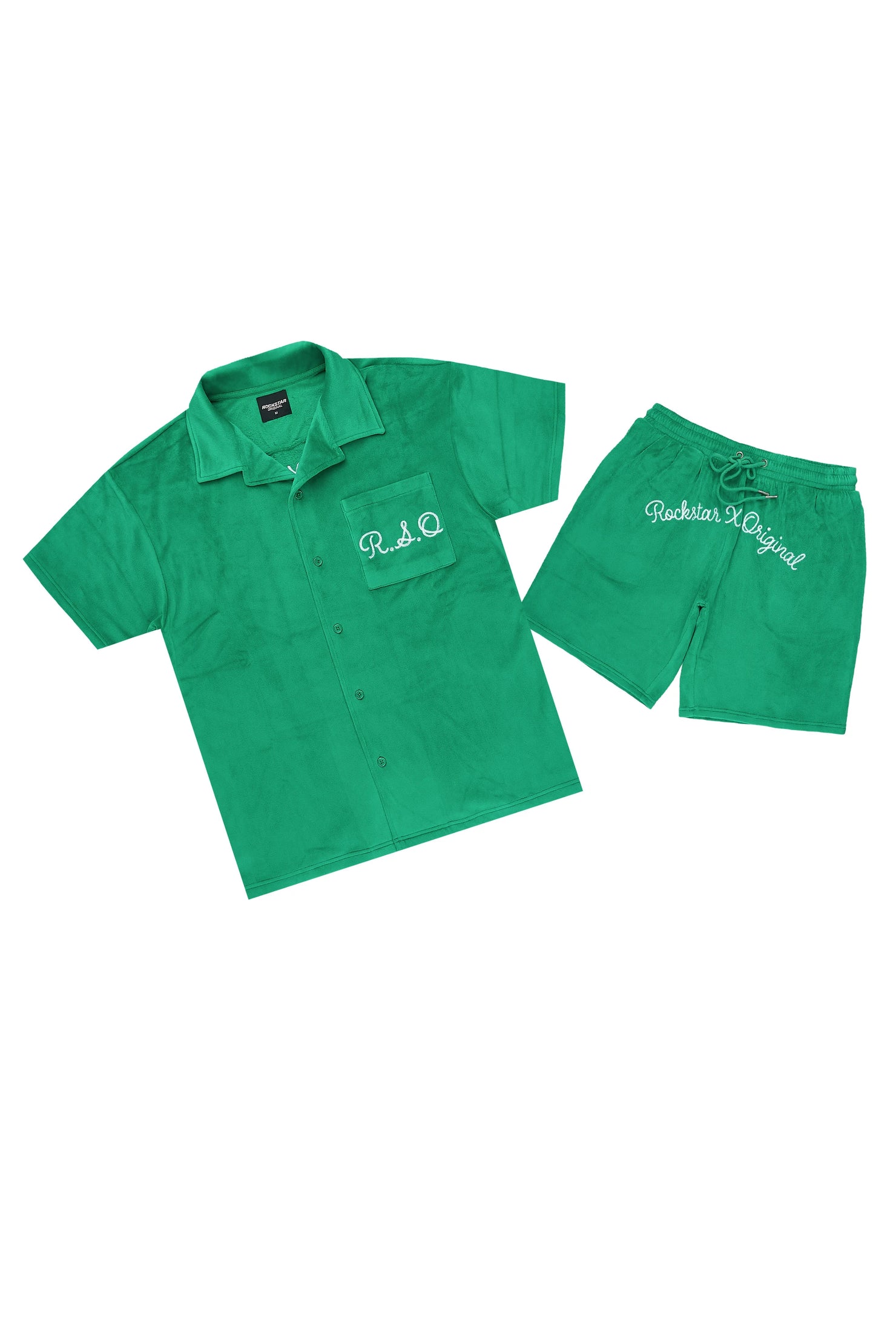 Crusoe Green Button Down Shirt/Short Set