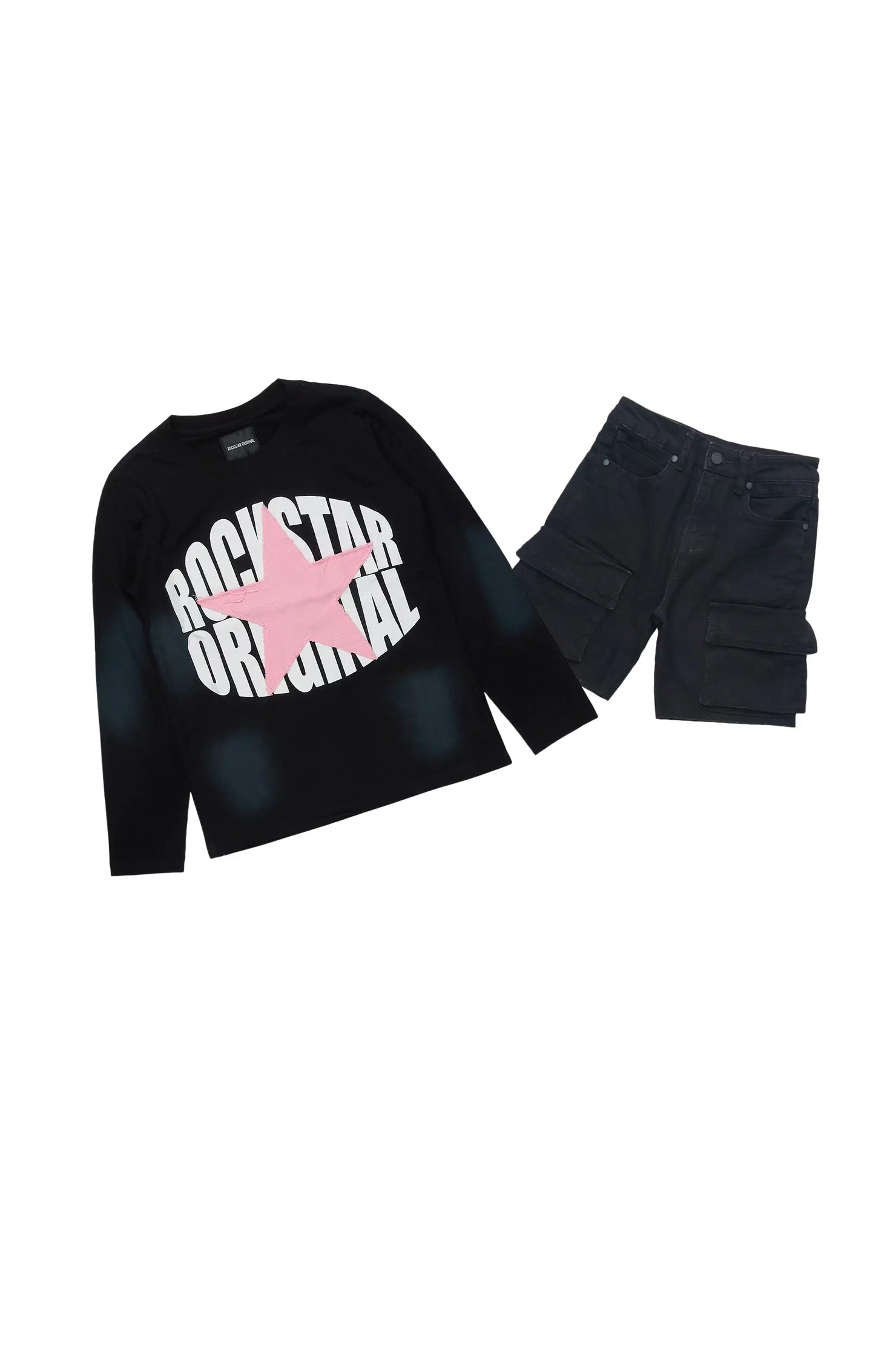 Girls Vary Long Sleeve T-Shirt/Denim Short Set