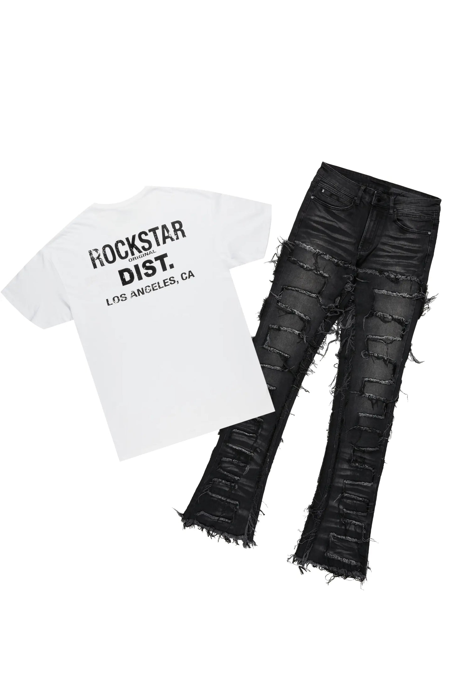 Lake White/Black T-Shirt/Stacked Flare Jean Bundle