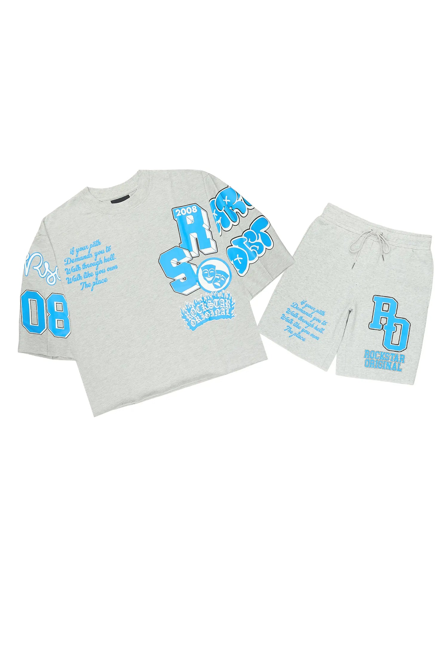 Leslaw Heather Grey T-Shirt/Short Set