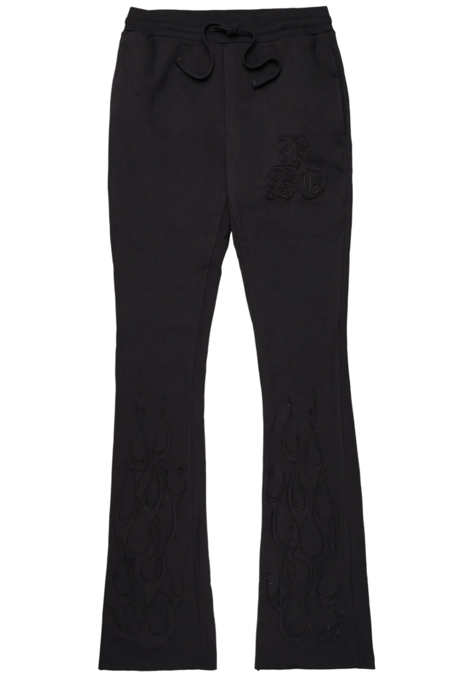 Holden Black Stacked Flare Trackpant