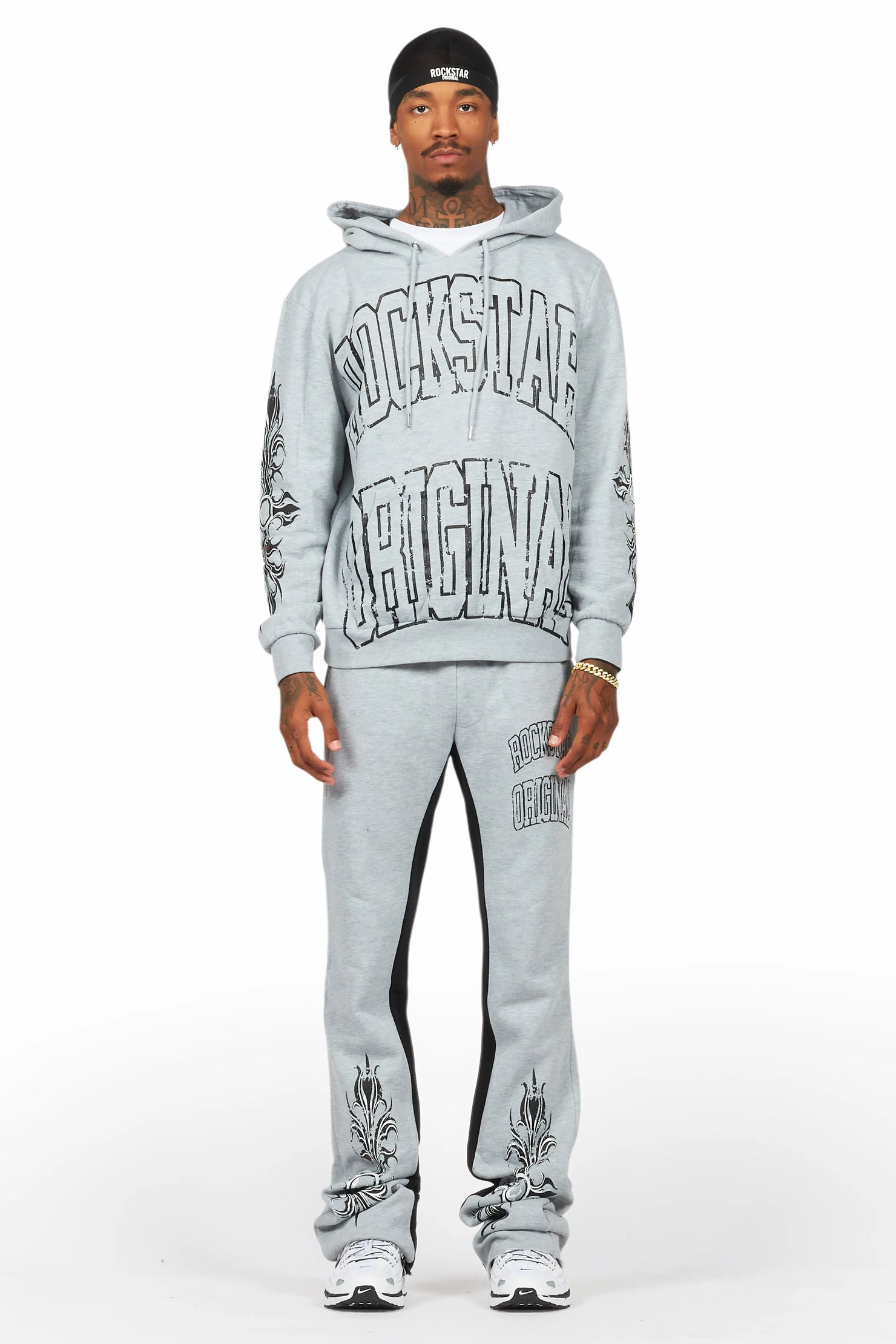 Akio Heather Grey Hoodie/Baggy Track Pant Set