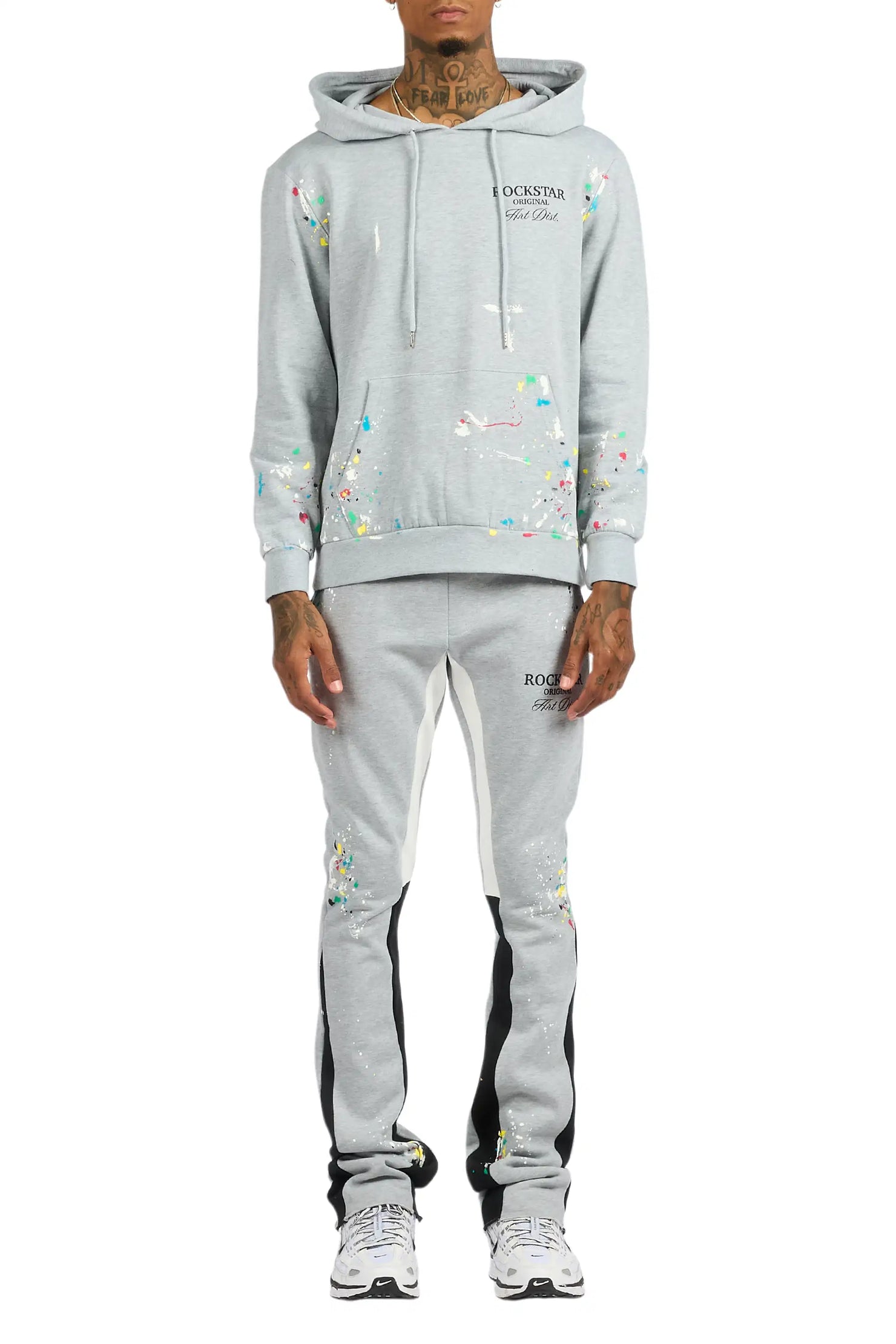 Art Dist 2.0 Heather Grey/Multi Hoodie/Stacked Flare Track Set