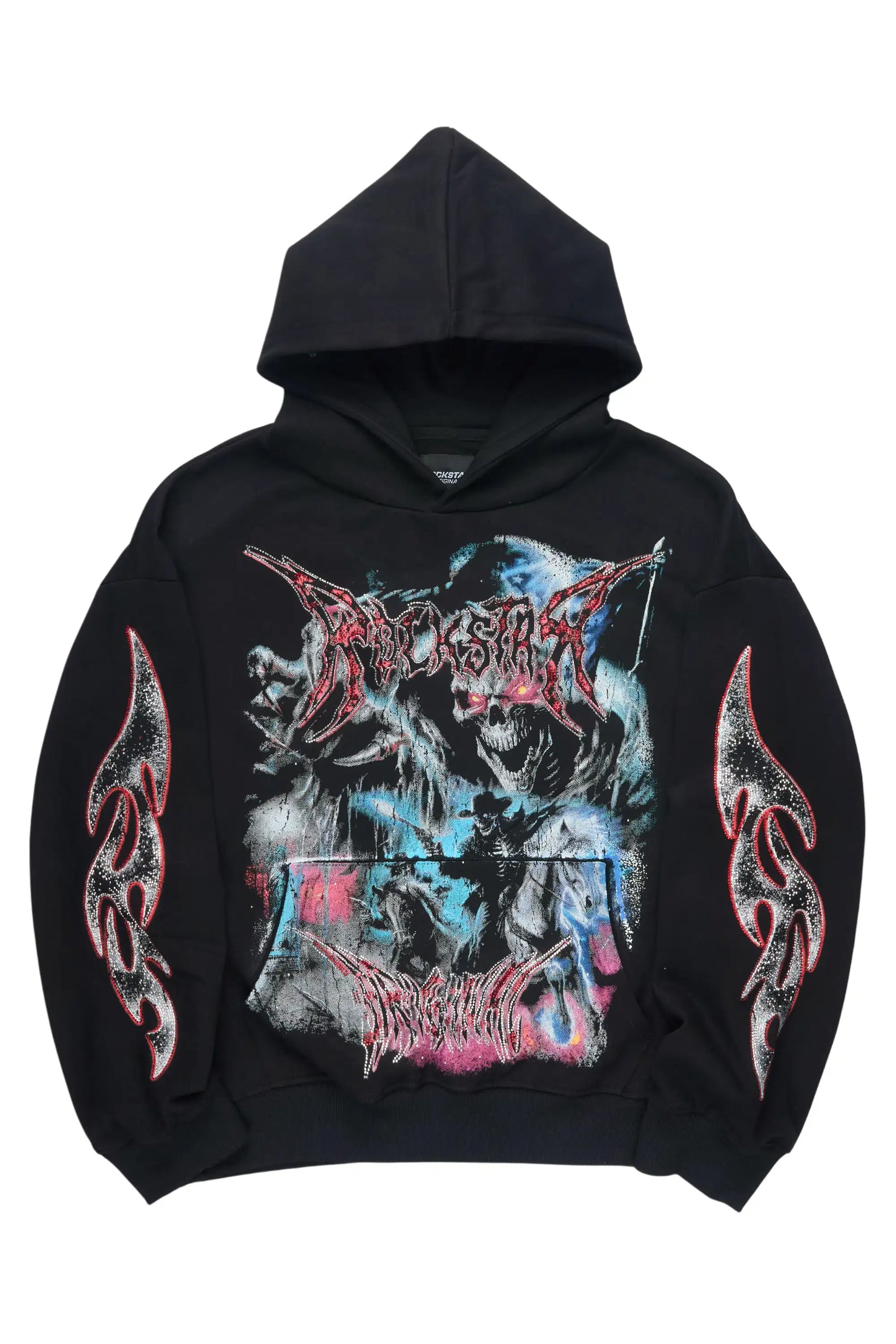 Rix Black Rhinestone Oversized Hoodie