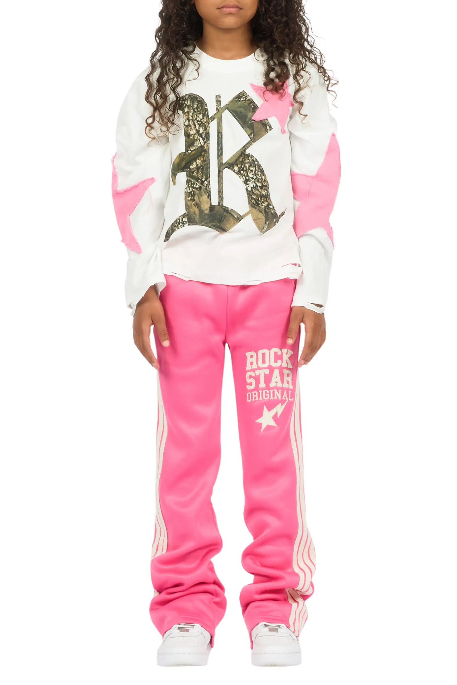 Girls Briana Hot Pink Stacked Flare Pant
