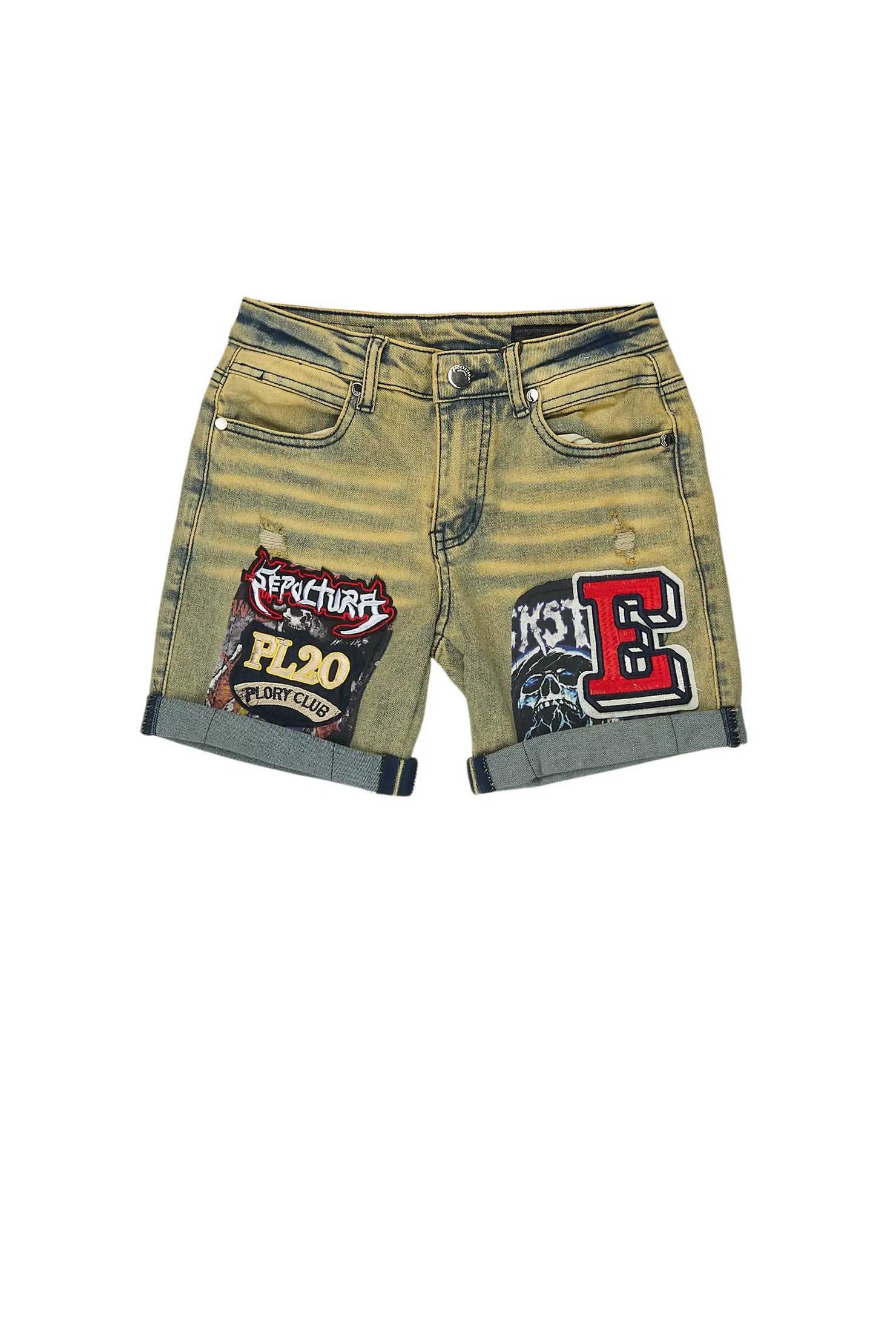 Boys Espen Tint Patchwork Denim Short