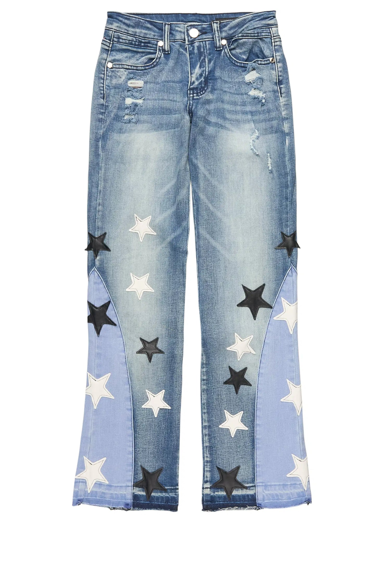 Girls Adella Medium Wash Stacked Jean