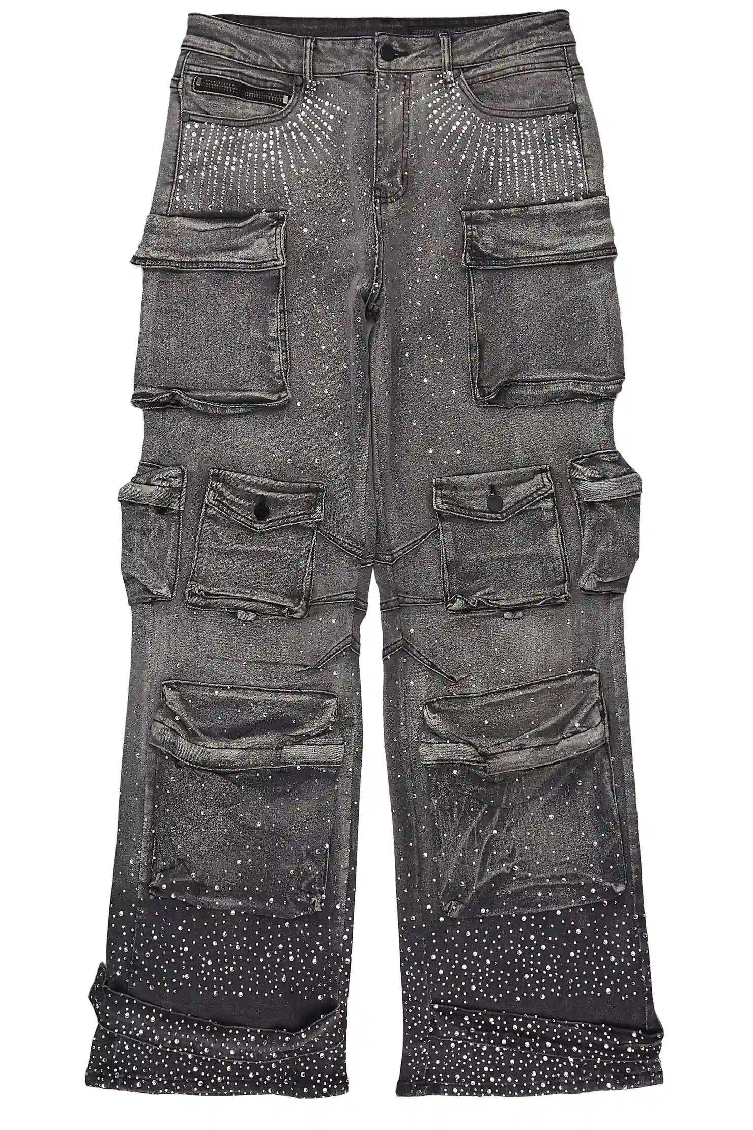 Keoni Dark Grey Rhinestone Baggy Fit Jean