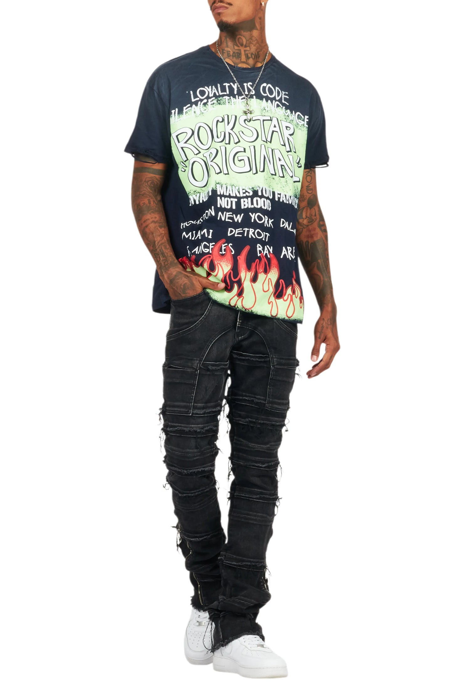 Beno Navy Oversized Graphic T-Shirt