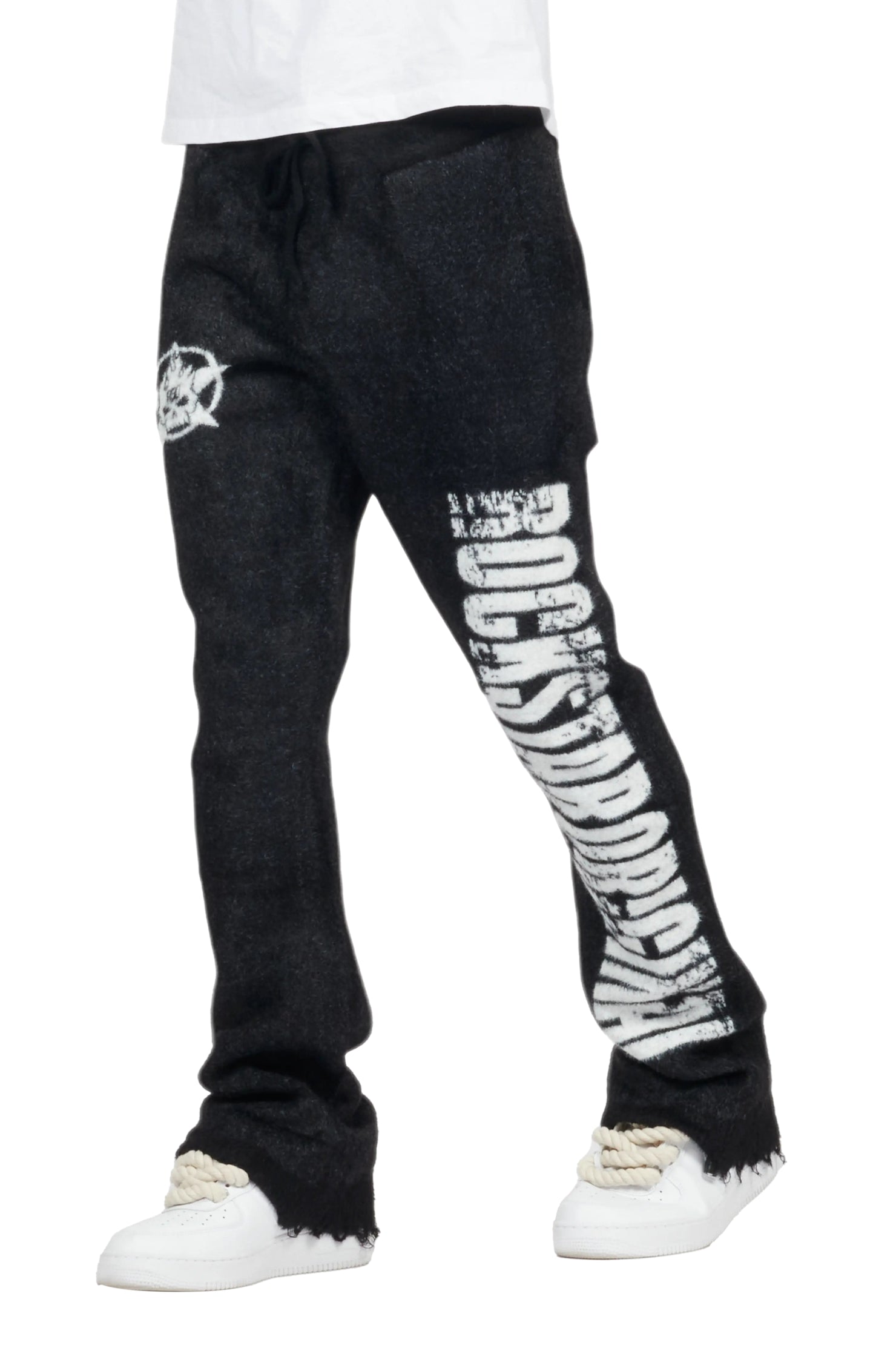 Keve Black Knitted Mohair Flare Sweat Pant