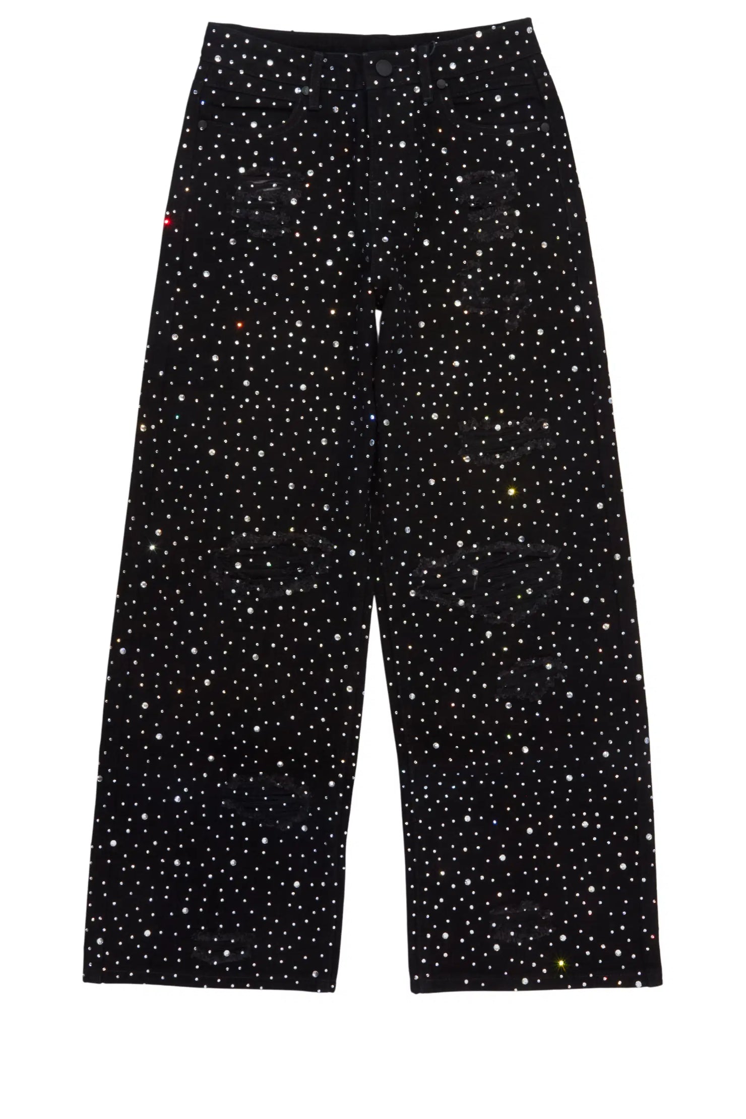 Boys Discolite Jet Black Rhinestone Baggy Jean