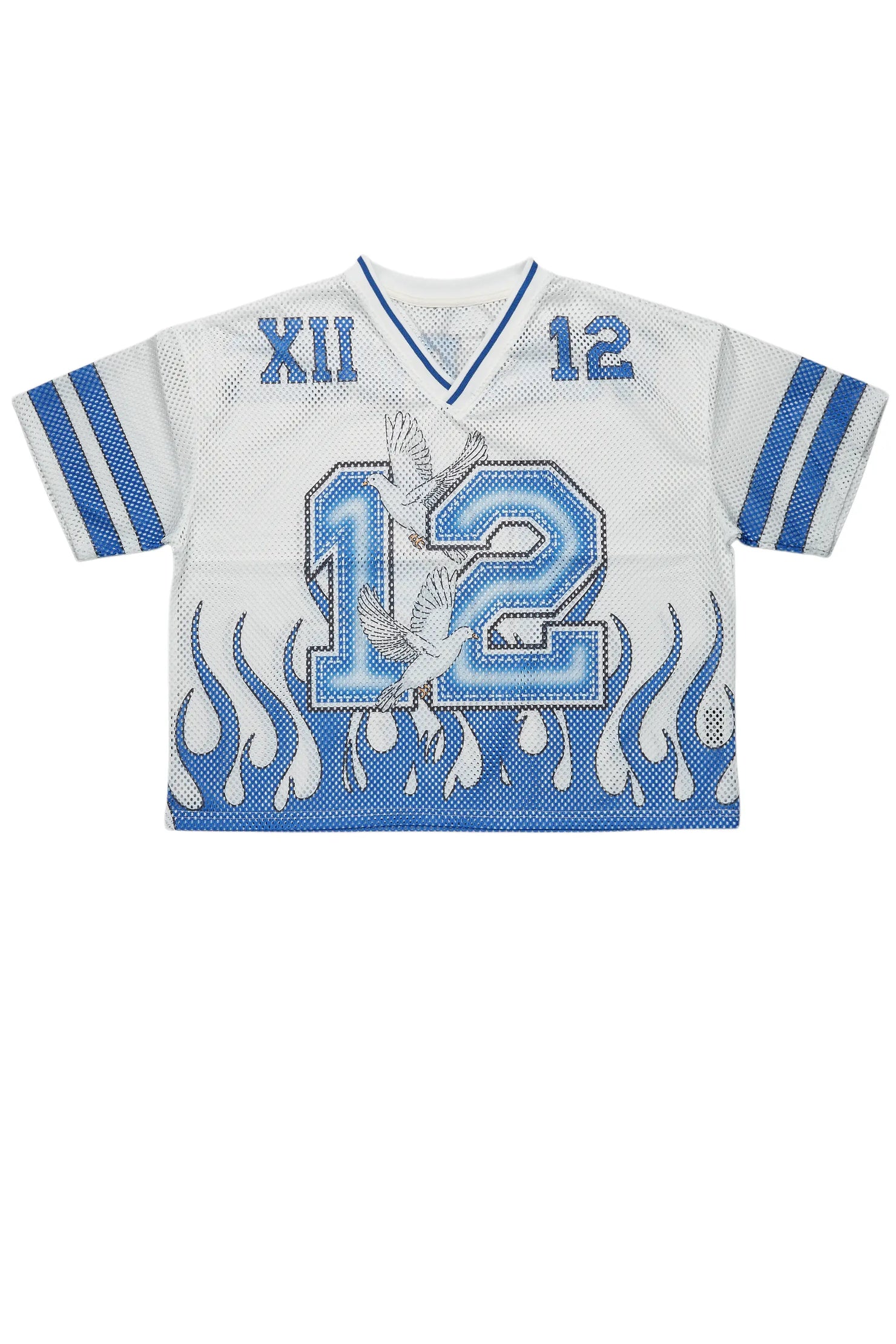 Lukas Royal Blue Oversize Graphic Mesh Jersey